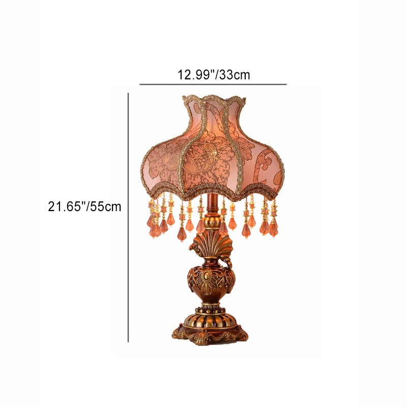 Traditional European Pink Pattern Lampshade Table Lamp M12