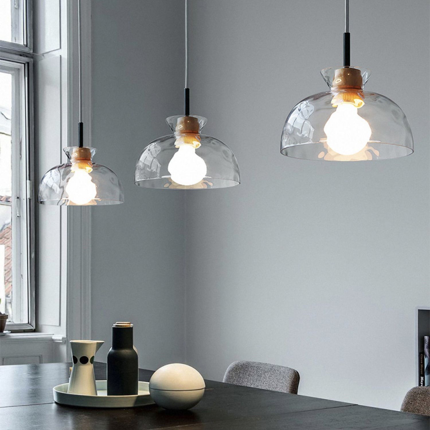 Modern Water Ripple Transparent Glass Pendant Lamp M116