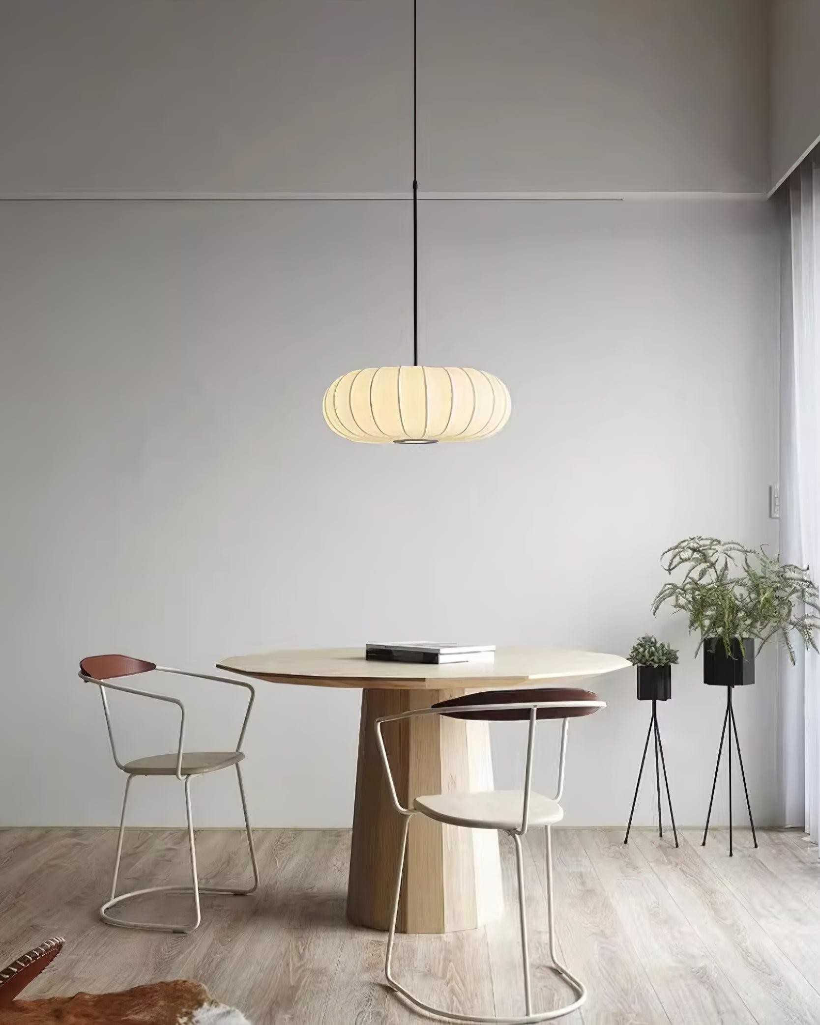 Simple Wabi-sabi White Lantern Fabric Pendant Lamp M105