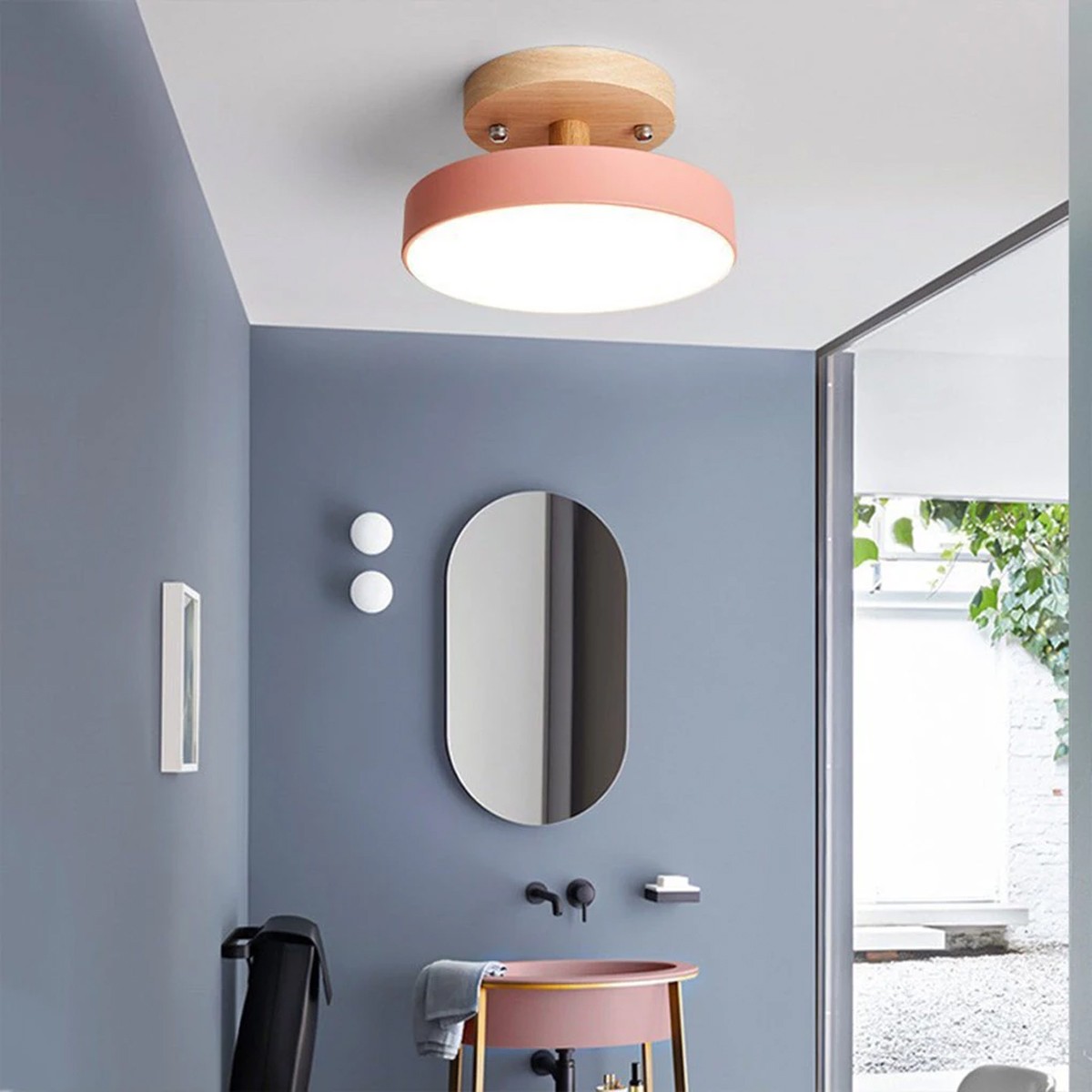 Nordic Macaroon Wooden Round Ceiling Lamp S82
