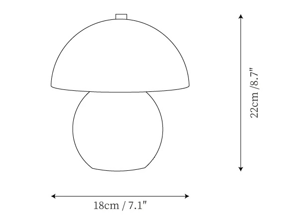 Schemat wymiarowy ceramicznej lampy stołowej Cute Cream Mushroom S178