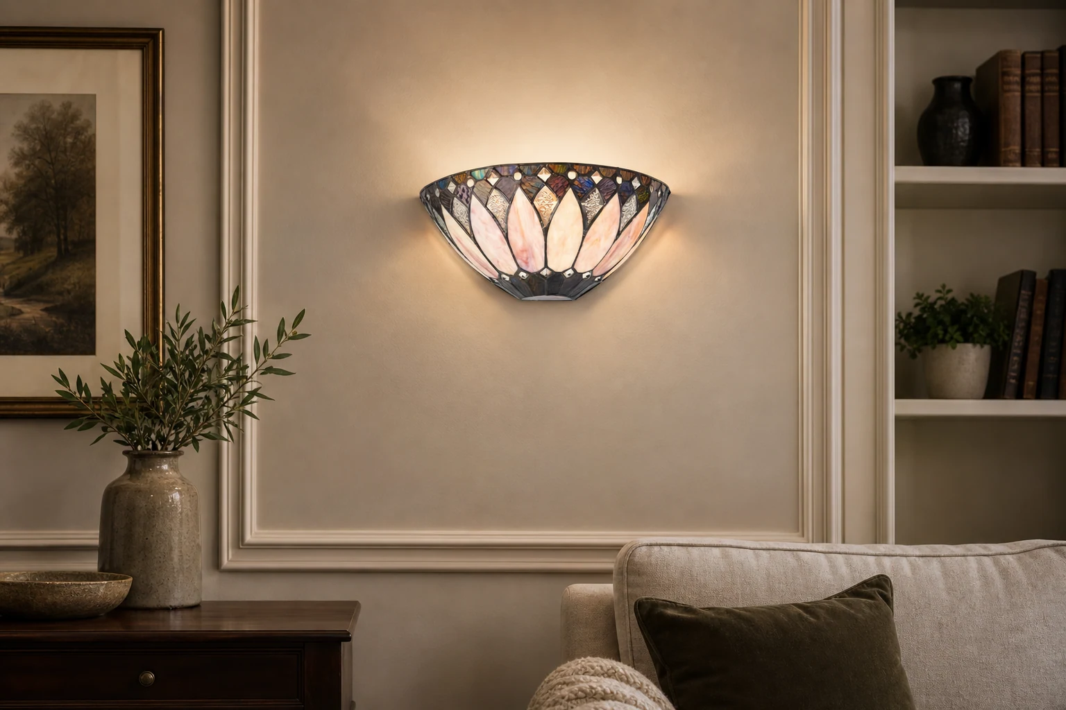 Kinkiet TF Brooklyn Art Deco pokazany w pomieszczeniu lifestylowym