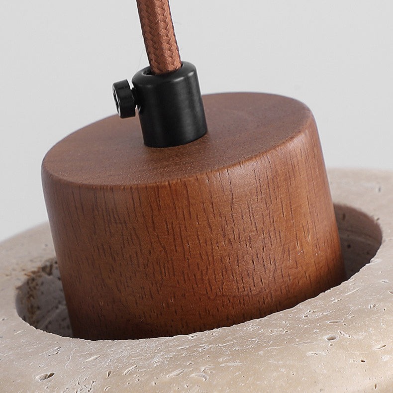 Traditional Retro Cylindrical Solid Wood Pendant Lamp M106