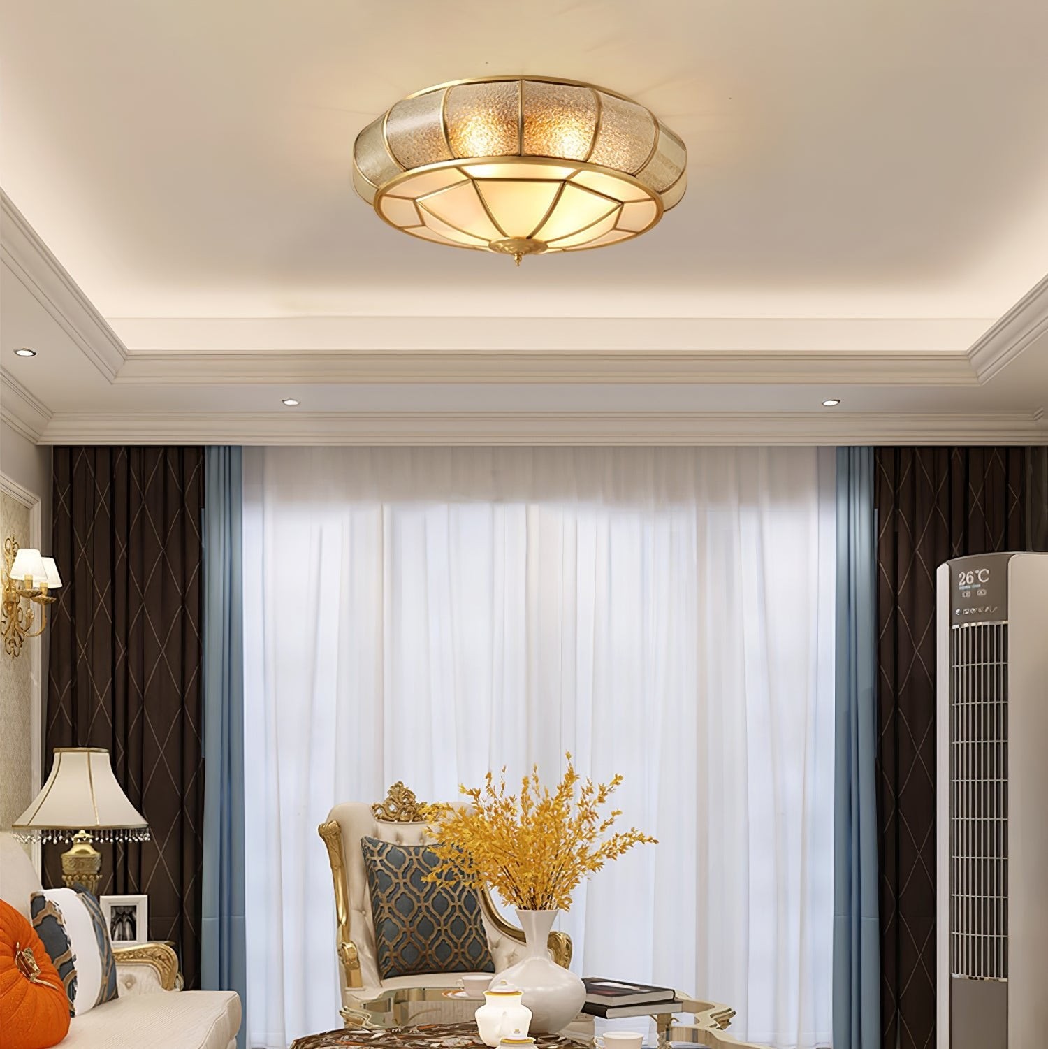 Round Textured Glass Ceiling Light M520