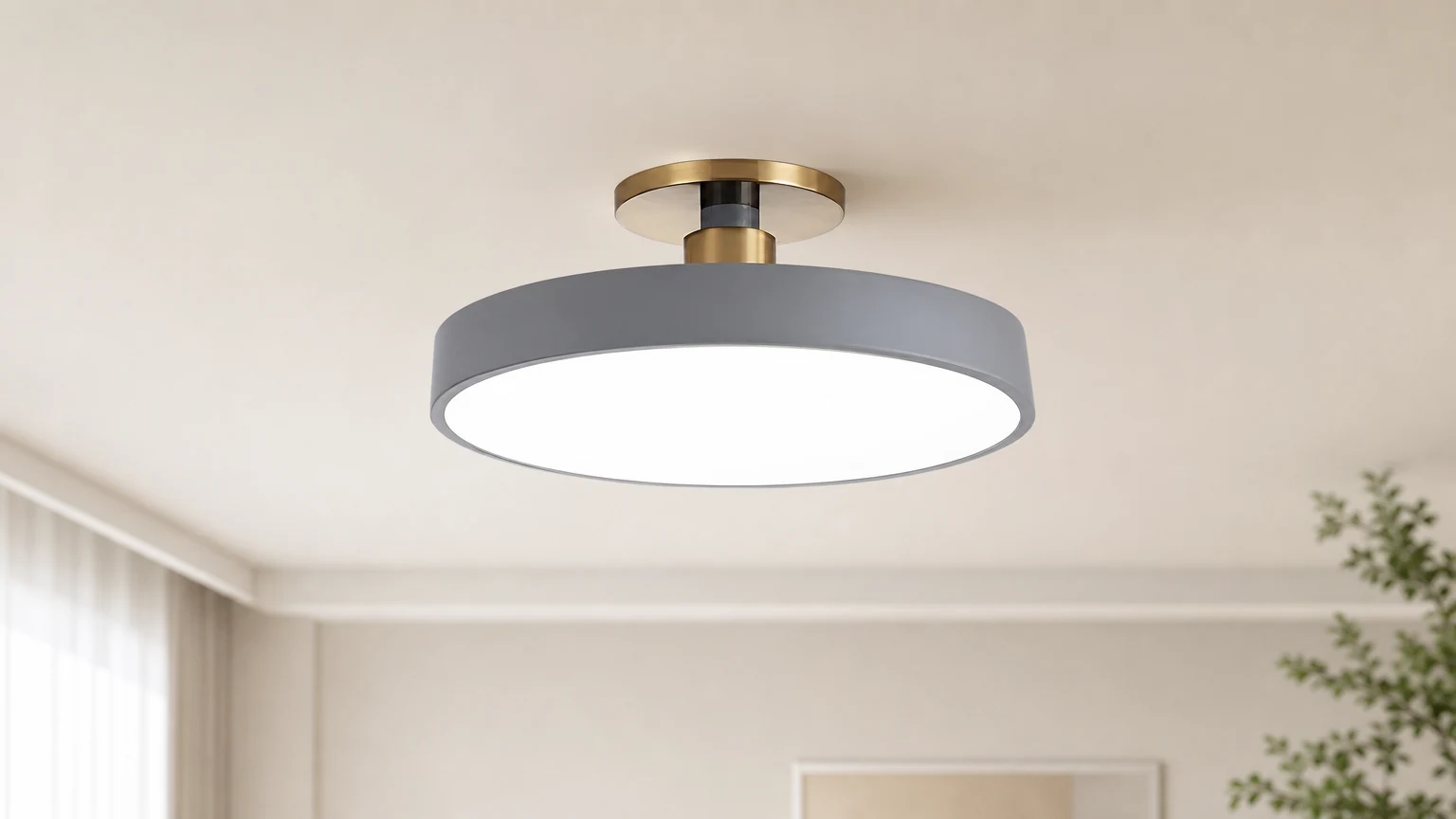 Lampa sufitowa Ceilivon z szerokim dyfuzorem, do montażu podtynkowego, w nowoczesnym pomieszczeniu