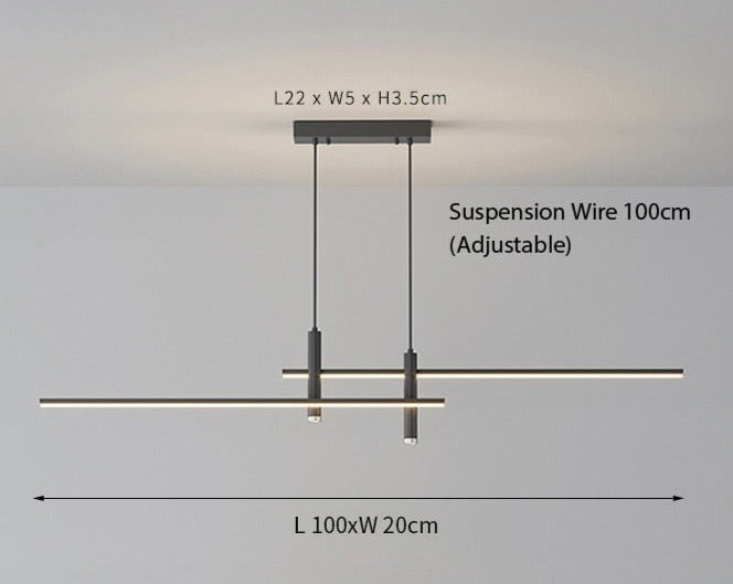 Modern Minimalist Sleek Metal Rod Chandelier M133