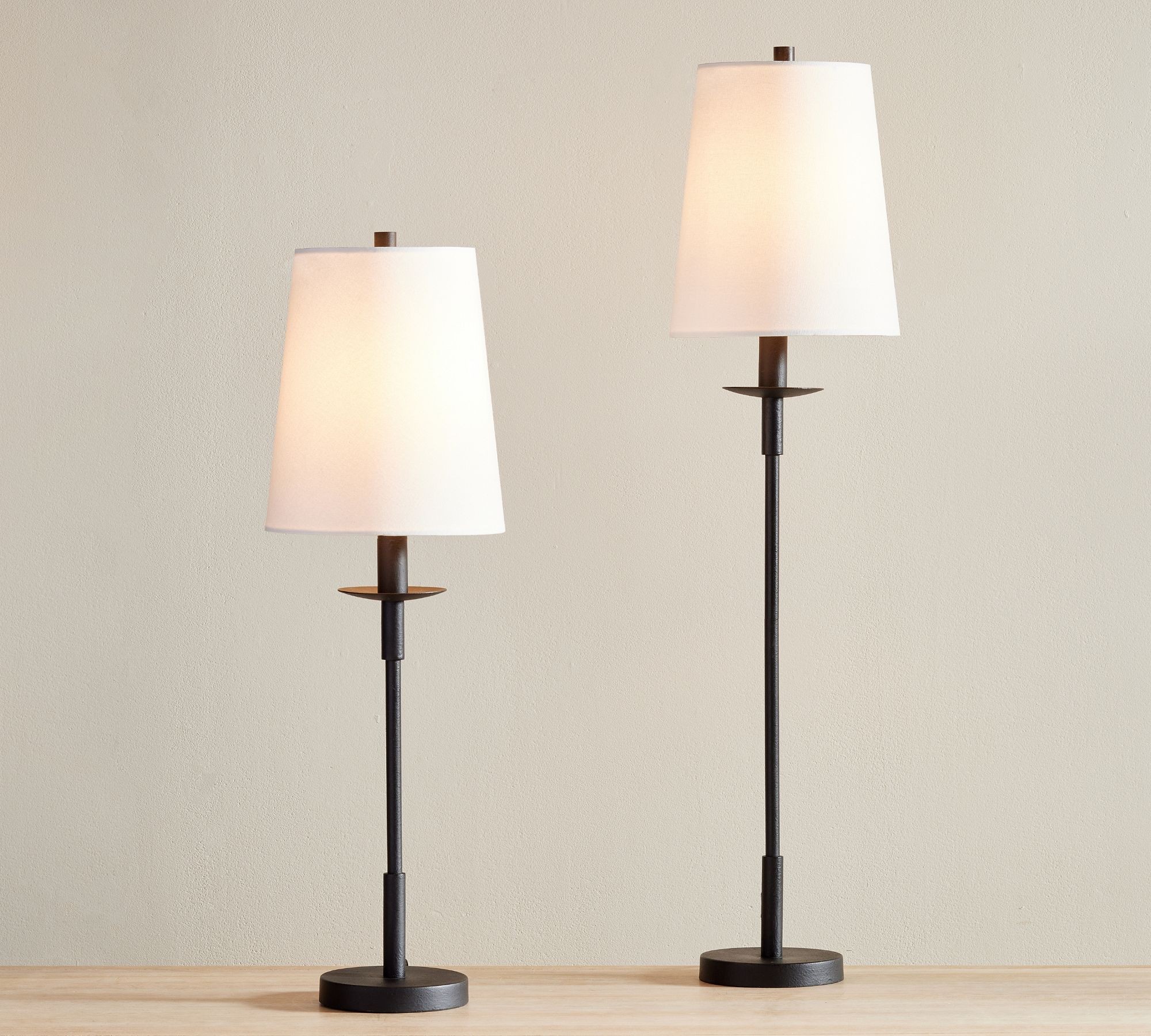Rowan Modern Iron Table Lamp - Industrial Farmhouse Linen Bedside Reading Light T124