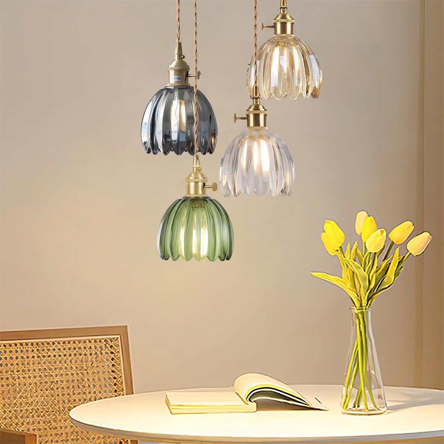 Japanese Retro Glass Flower Pendant Light S28