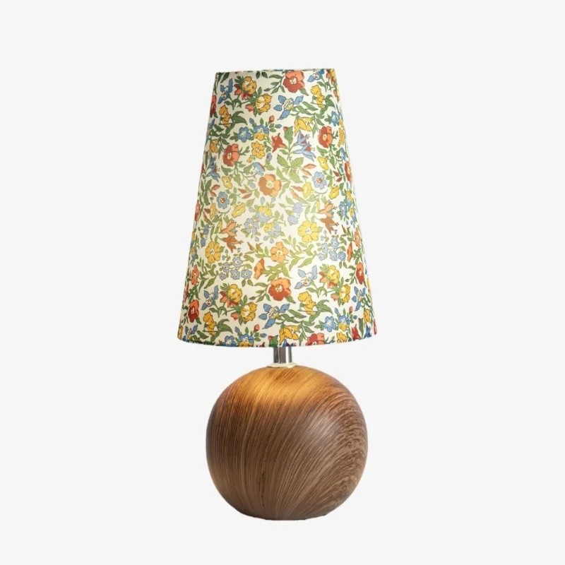 Florence Decorative Floral Table Lamp - Stylish Ambient Light with Wooden Detail for Home T550