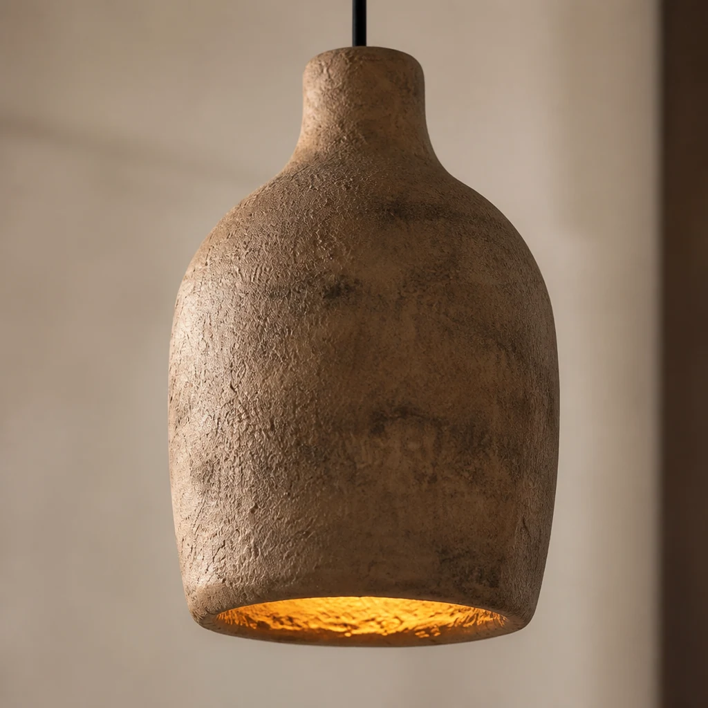 Zbliżenie na żywiczny materiał i wykończenie lampy wiszącej w puszce na mleko
