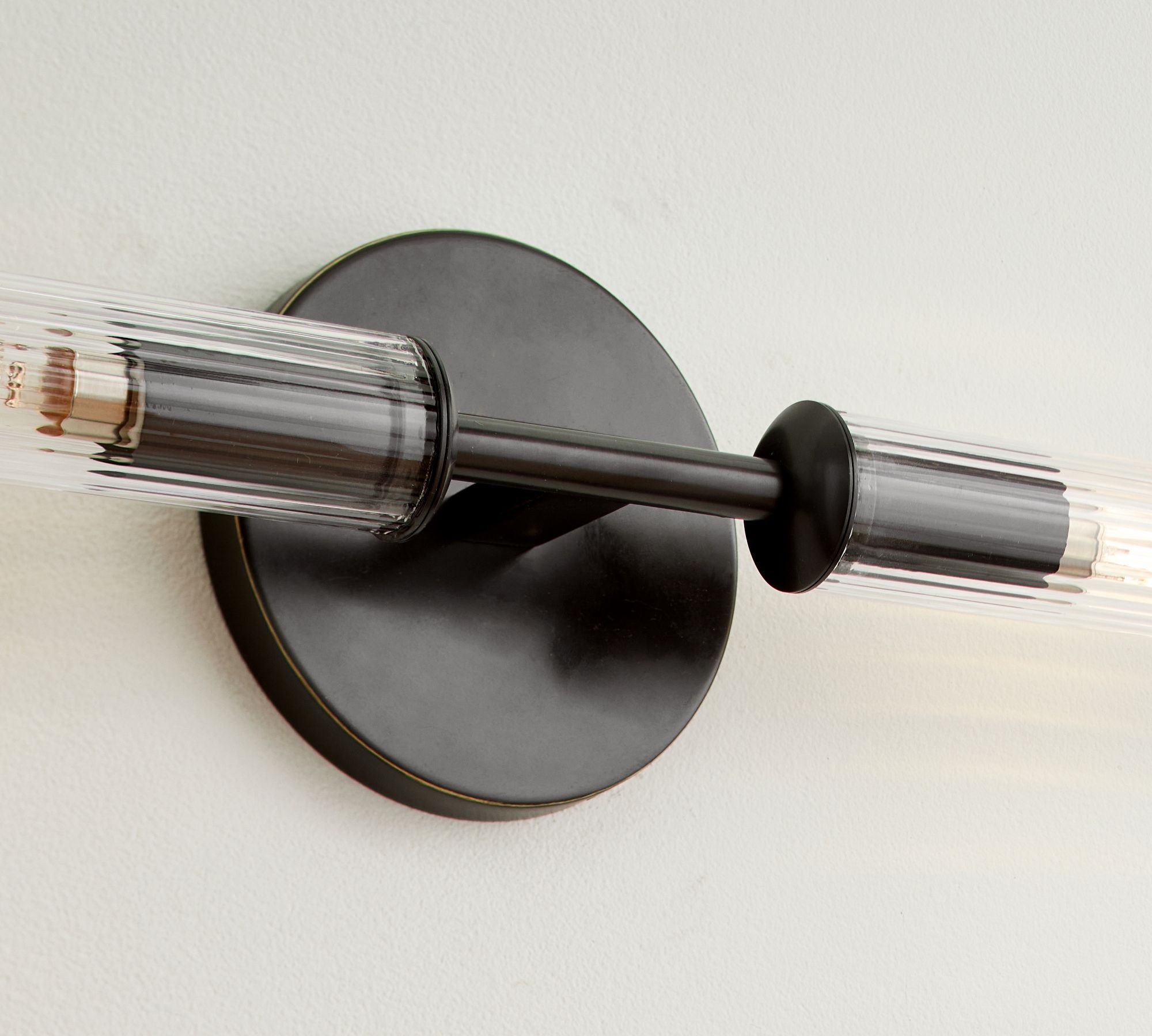 Bravira Ribbed Glass Wall Lamp - Tube Metal Light in Classic Finishes T075