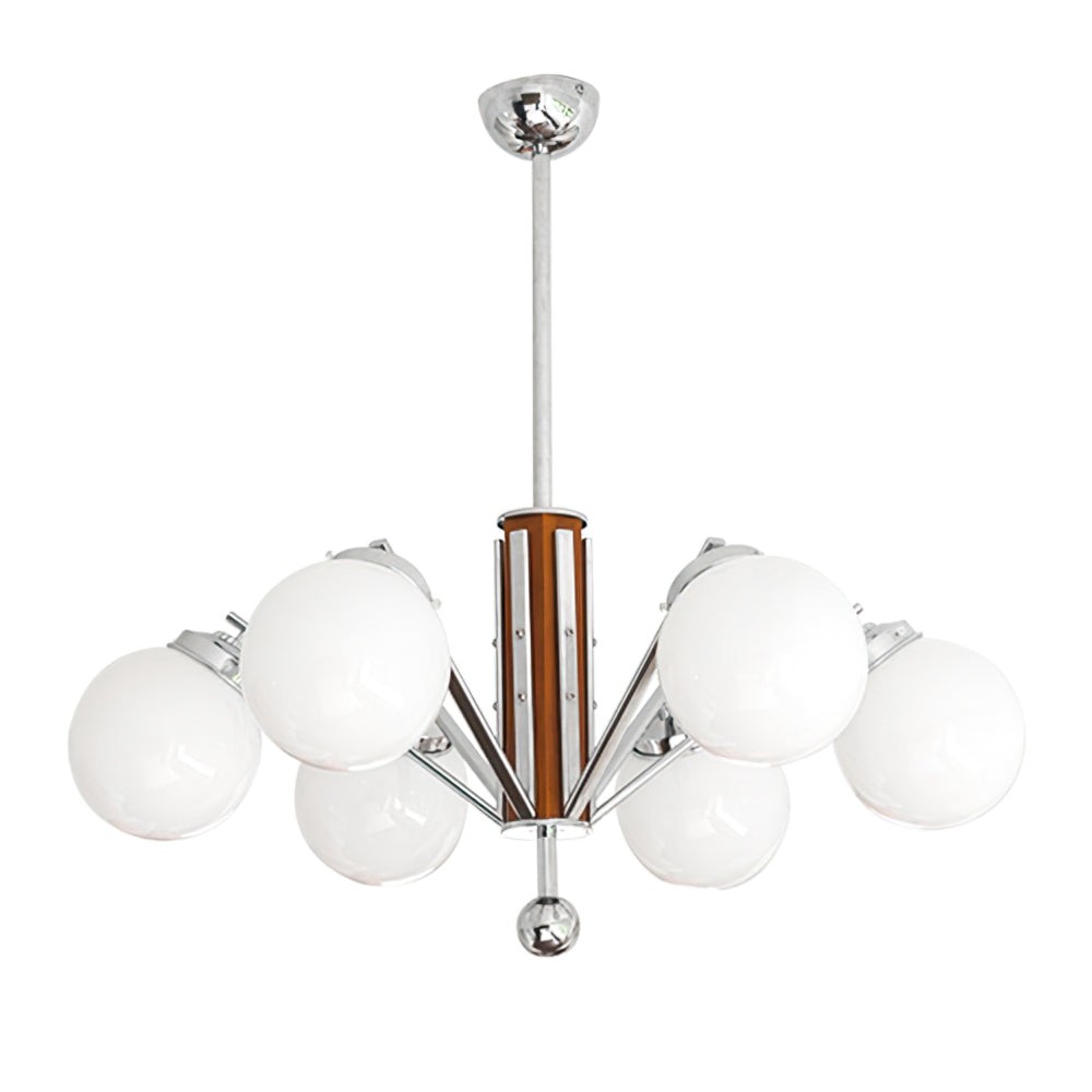 Mid Century Vintage Cream Glass Chandelier M260