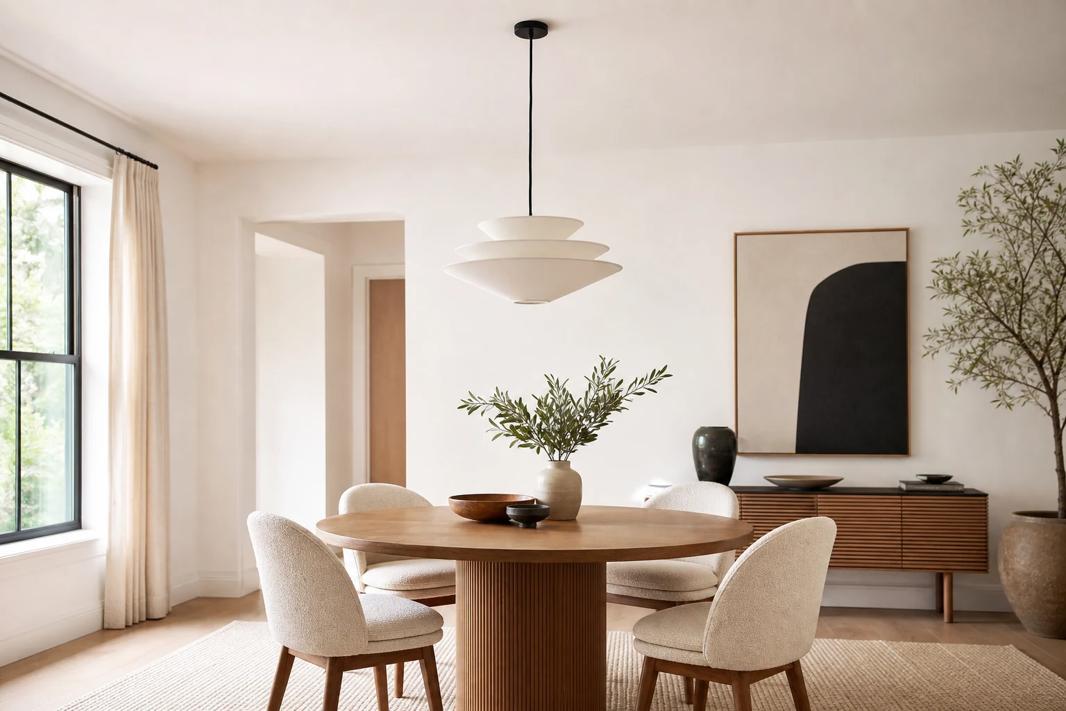 Lampa wisząca Solivara w czystym, lifestylowym pomieszczeniu, w którym produkt znajduje się w kontekście