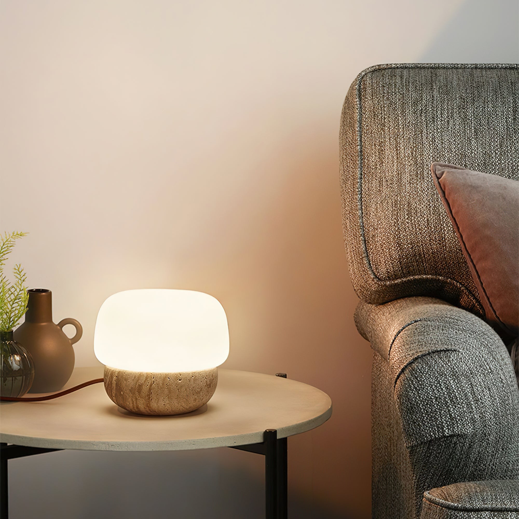 Nordic Style Round Travertine Table Lamp M73