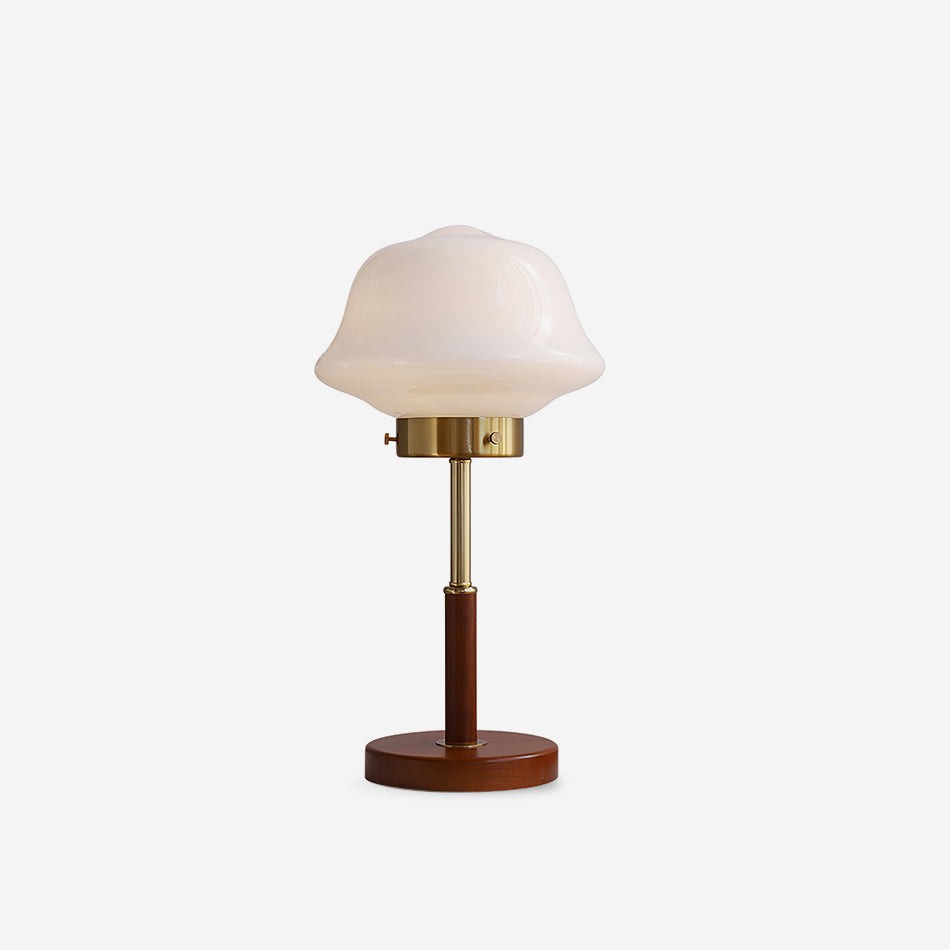 Mid Century Vintage Walnut Glass Table Lamp M395