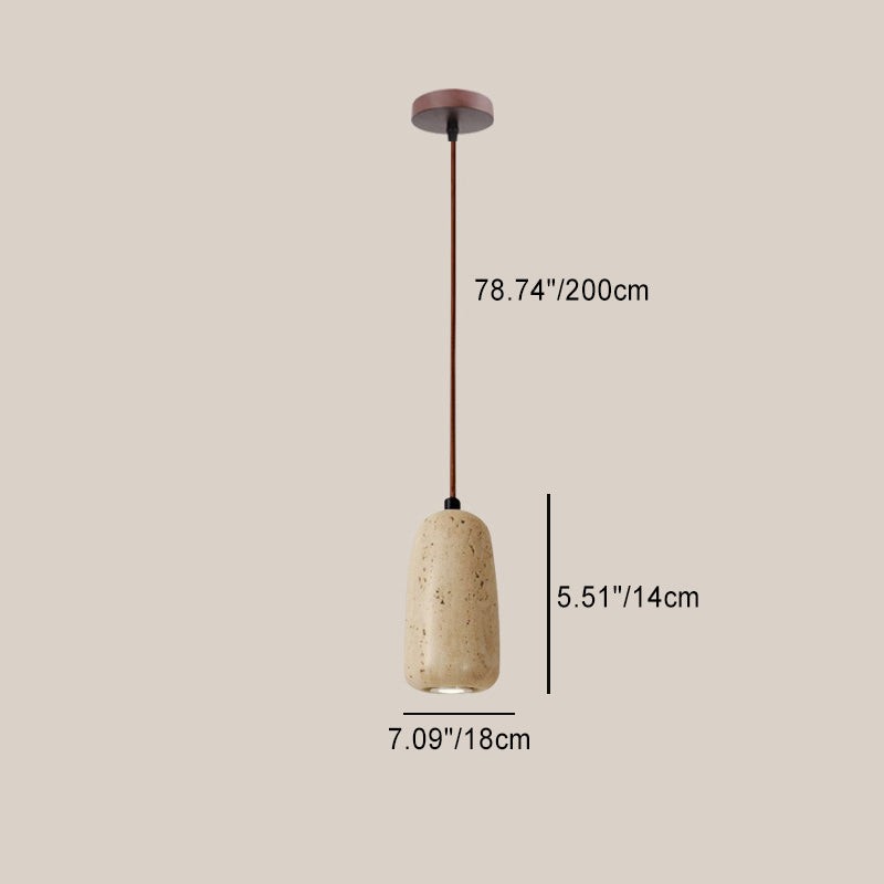 Traditional Japanese Travertine Wood Pendant Lamp M107