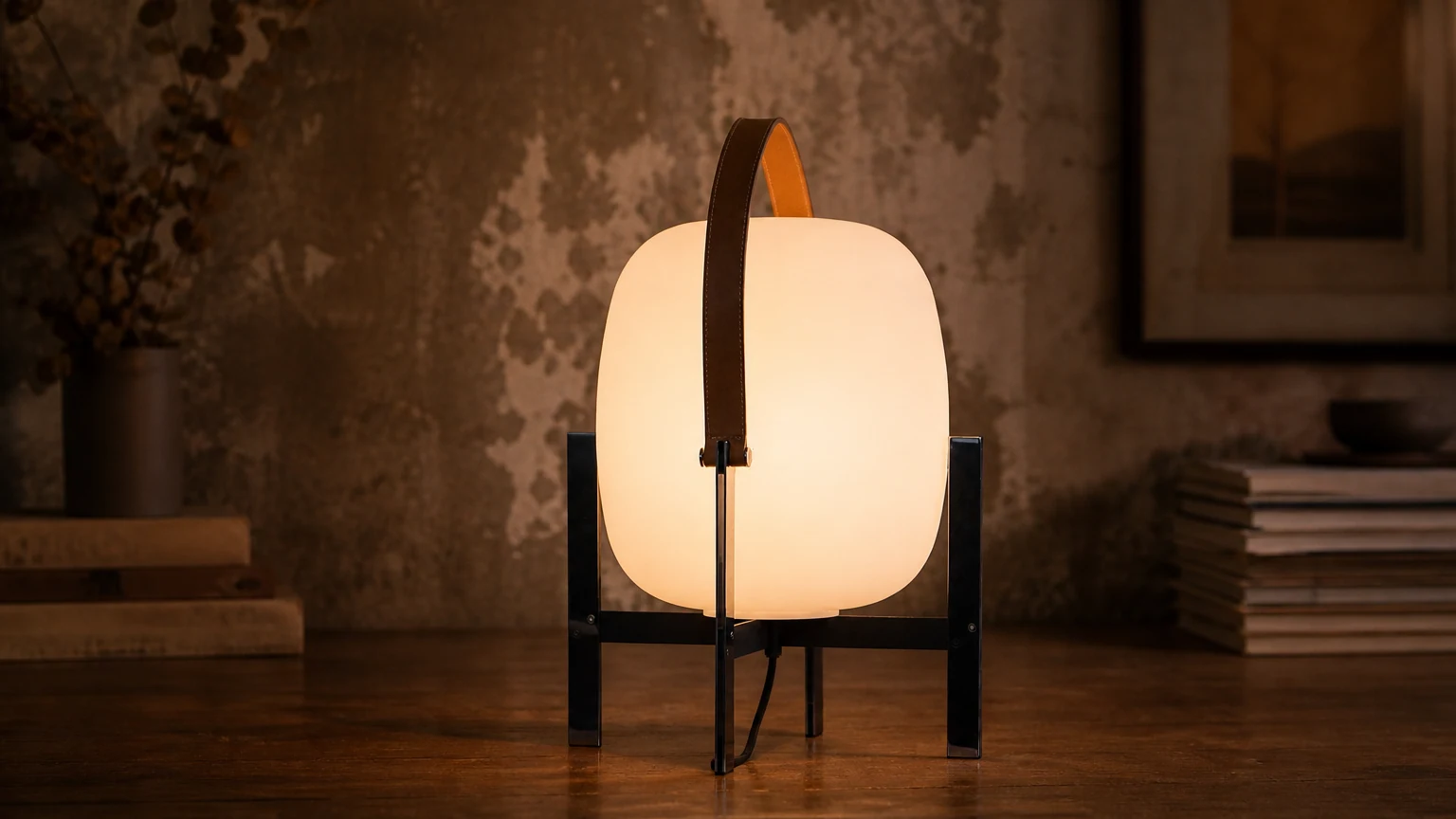 Bærbar lanternebordlampe M31 i et varmt rommiljø