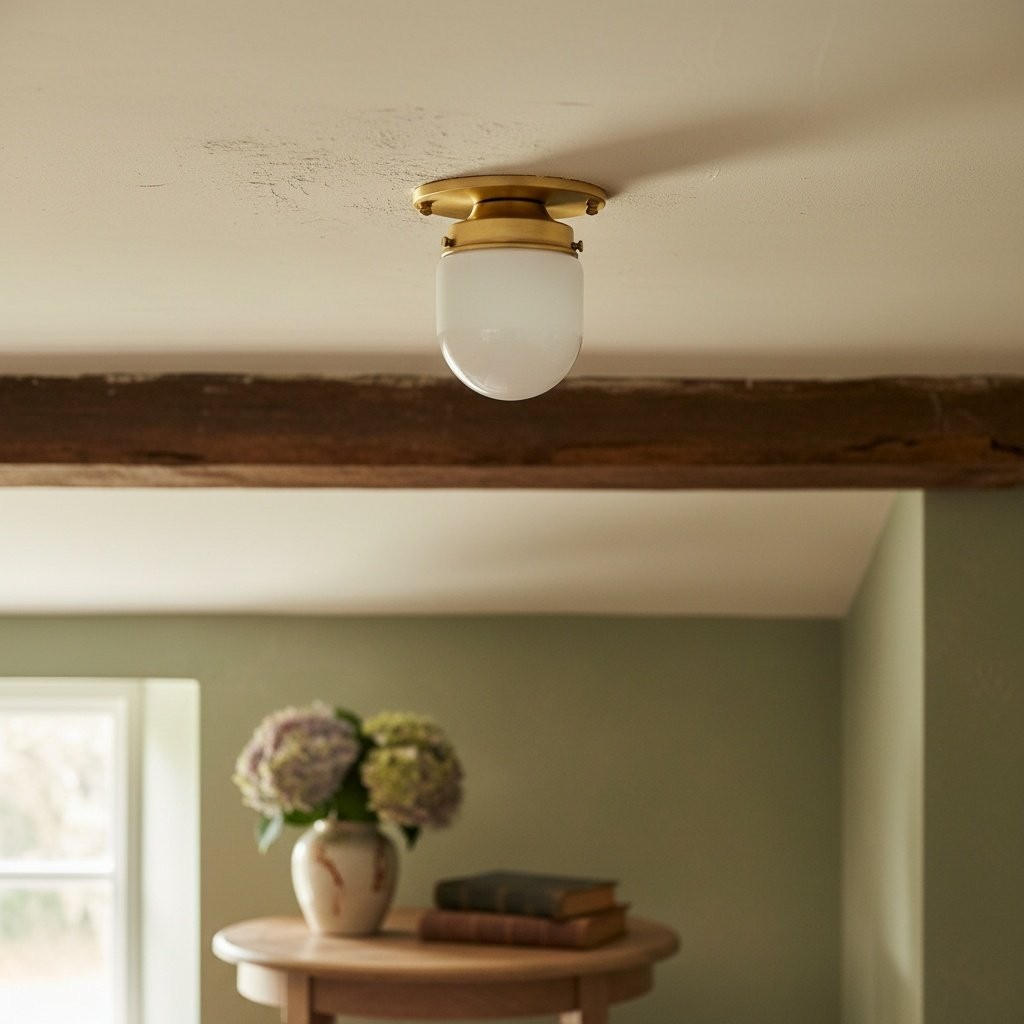 Opalume Glass Flush Mount Ceiling and Wall Light - Art Deco Small Globe Fixture T300