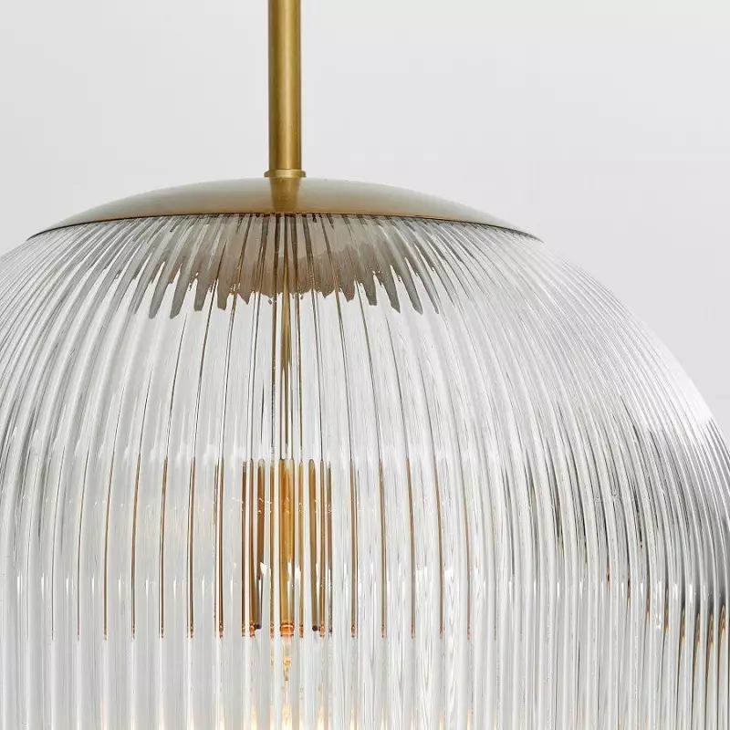 Alain Farmhouse Cooper Ribbed Glass Pendant Light G83