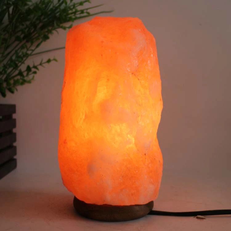 Narrow glowing Himalayan salt table light with cord