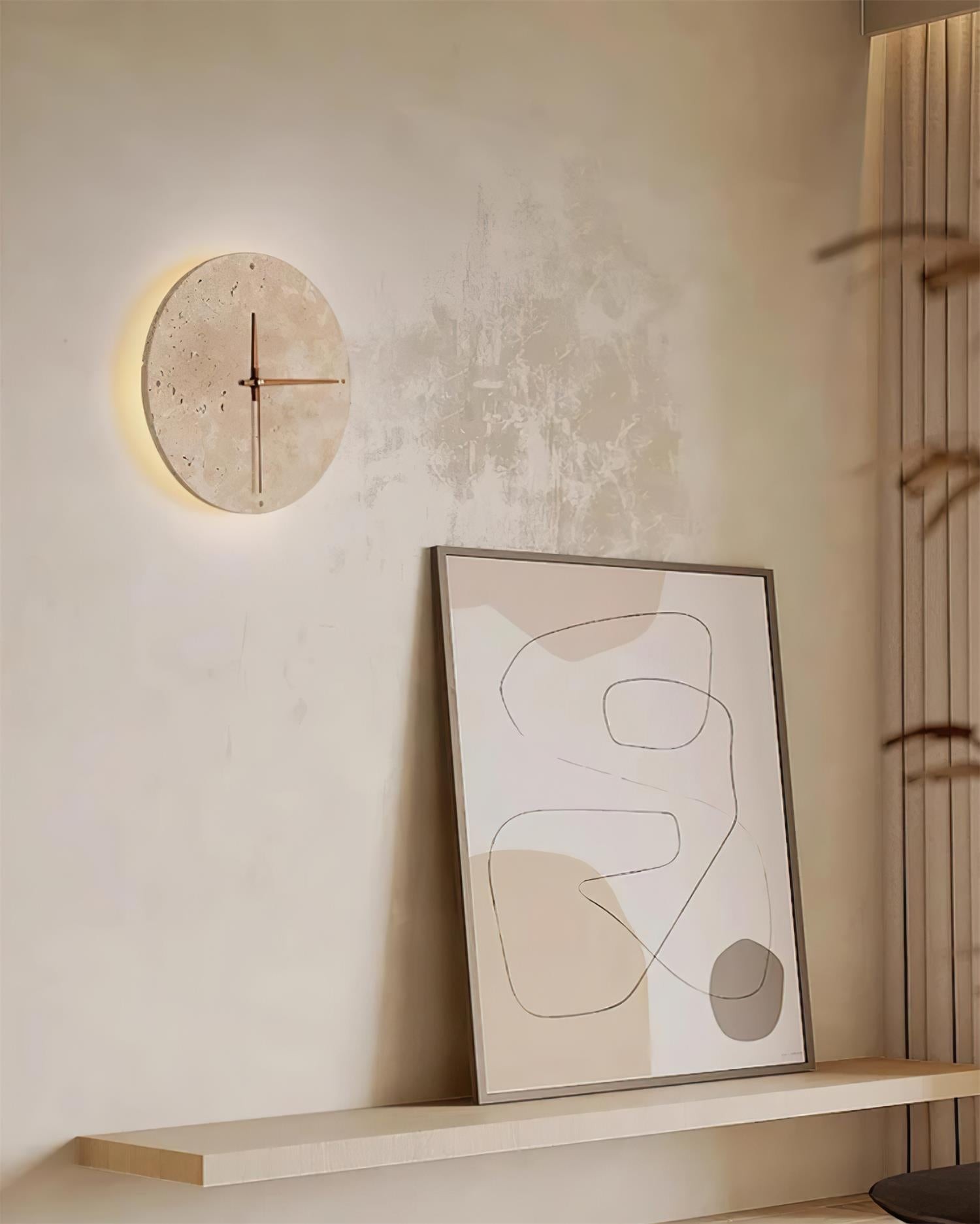 Travertine Clock Wall Lamp P079