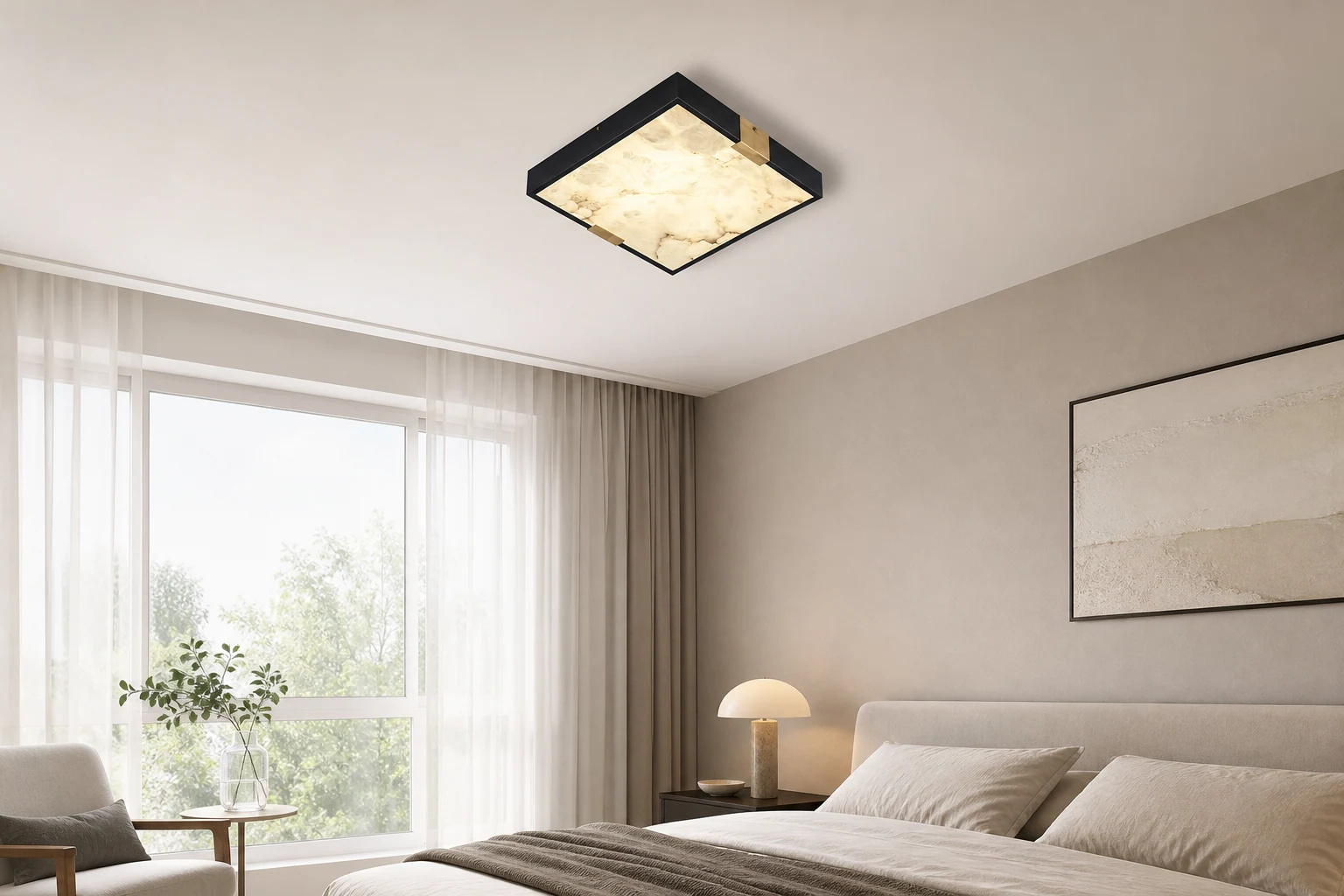 Lampa sufitowa Lucien w spokojnym, lifestylowym wnętrzu
