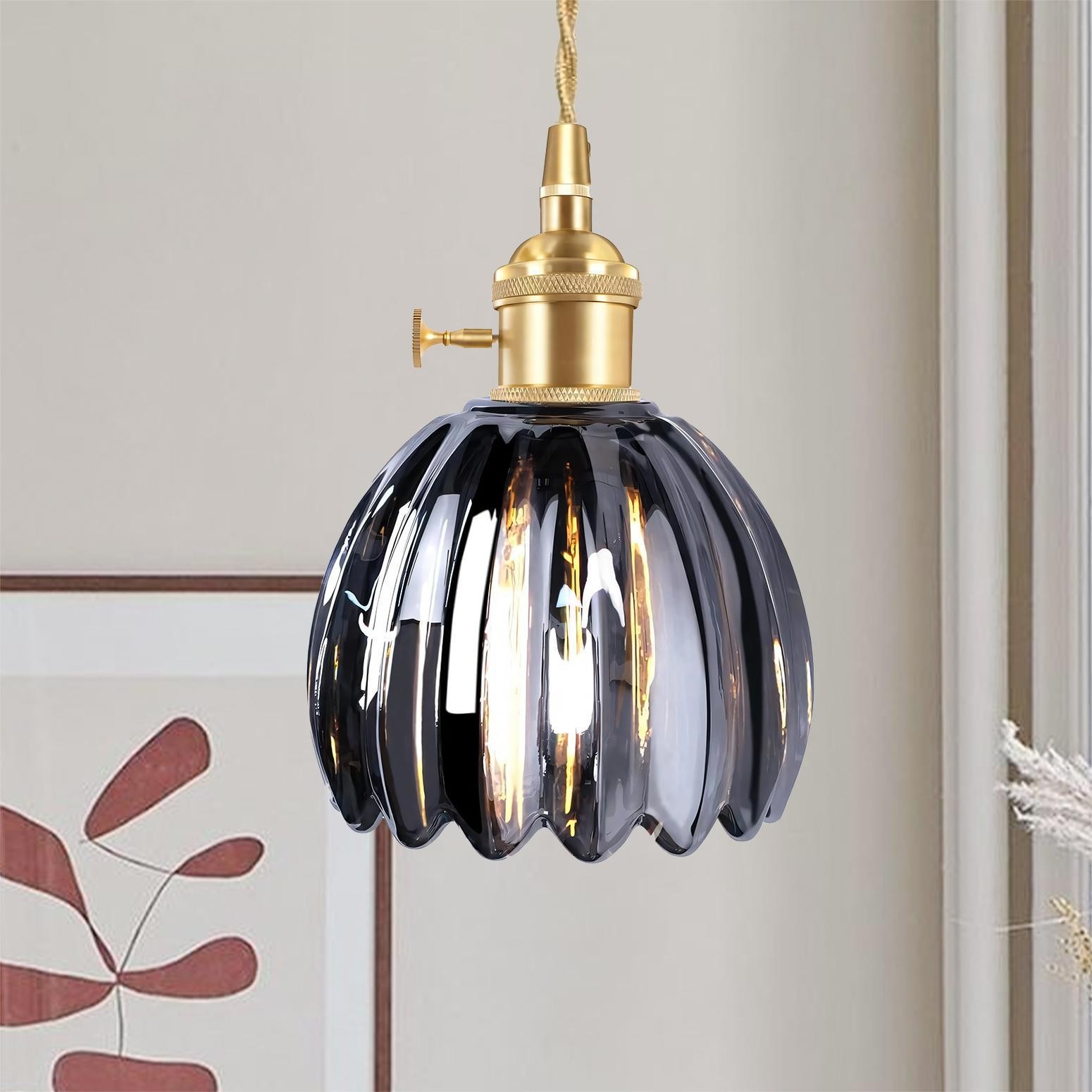 Japanese Retro Glass Flower Pendant Light S28