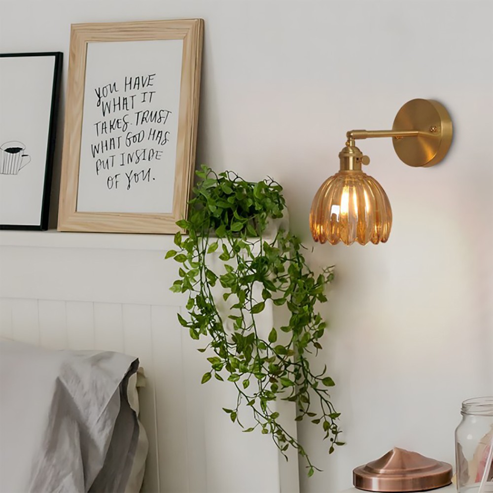 Retro Flower Bud Tulip Glass Wall Lamp S98