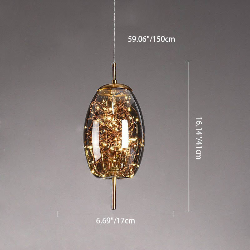 Scandinavian Cylinder Oval Glass Pendant Light M163