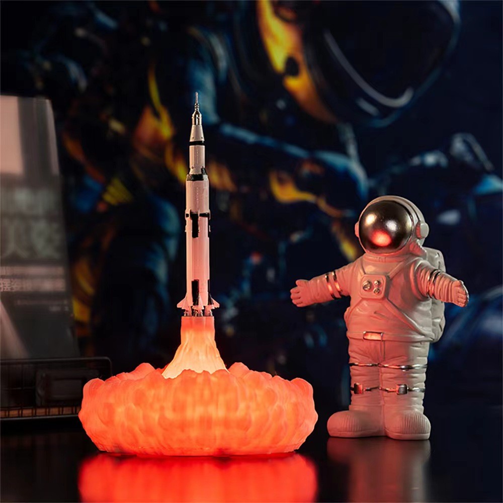 Rakettemalampe i en sci-fi-bordscene