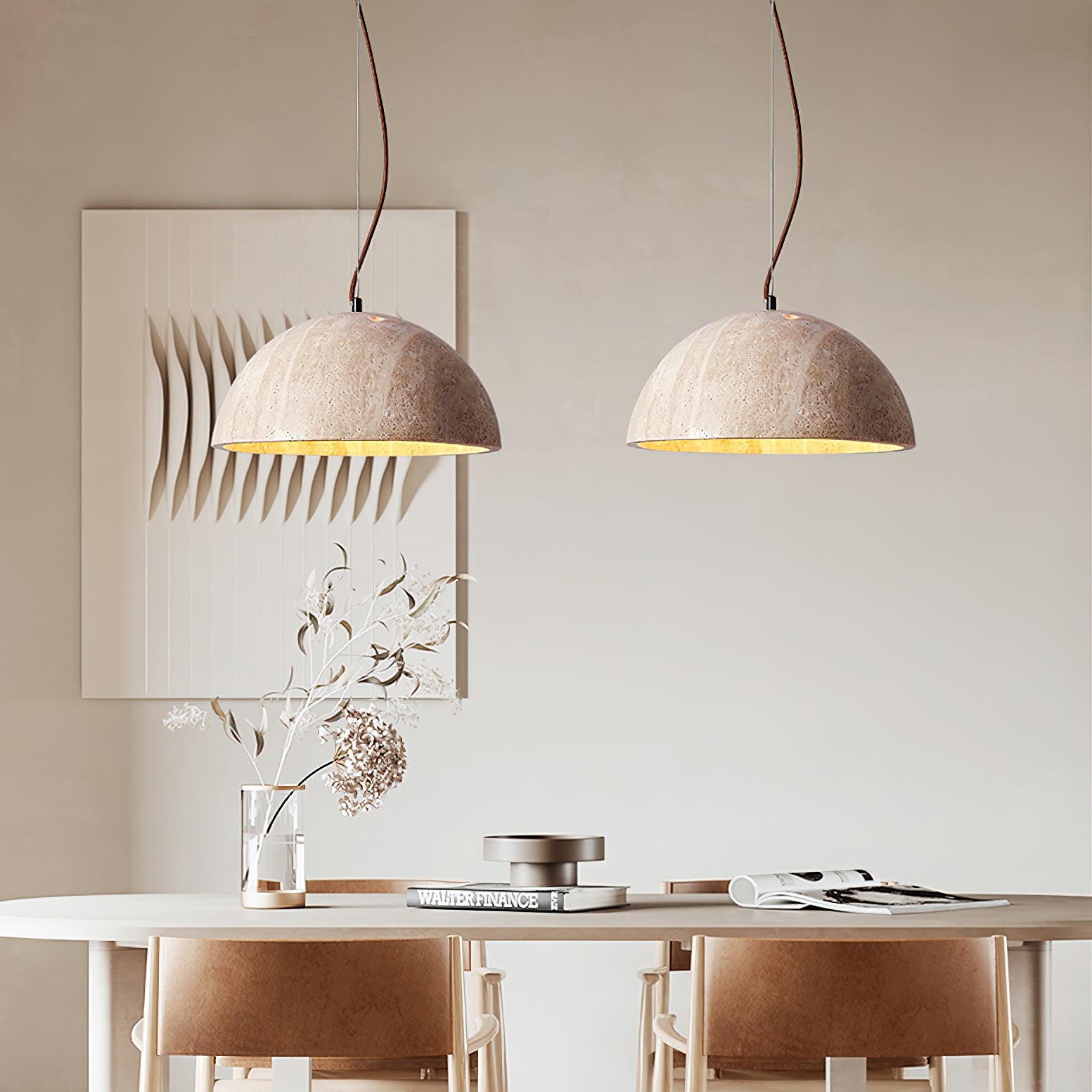 Travertine Creative Hemispherical Pendant Lamp M75