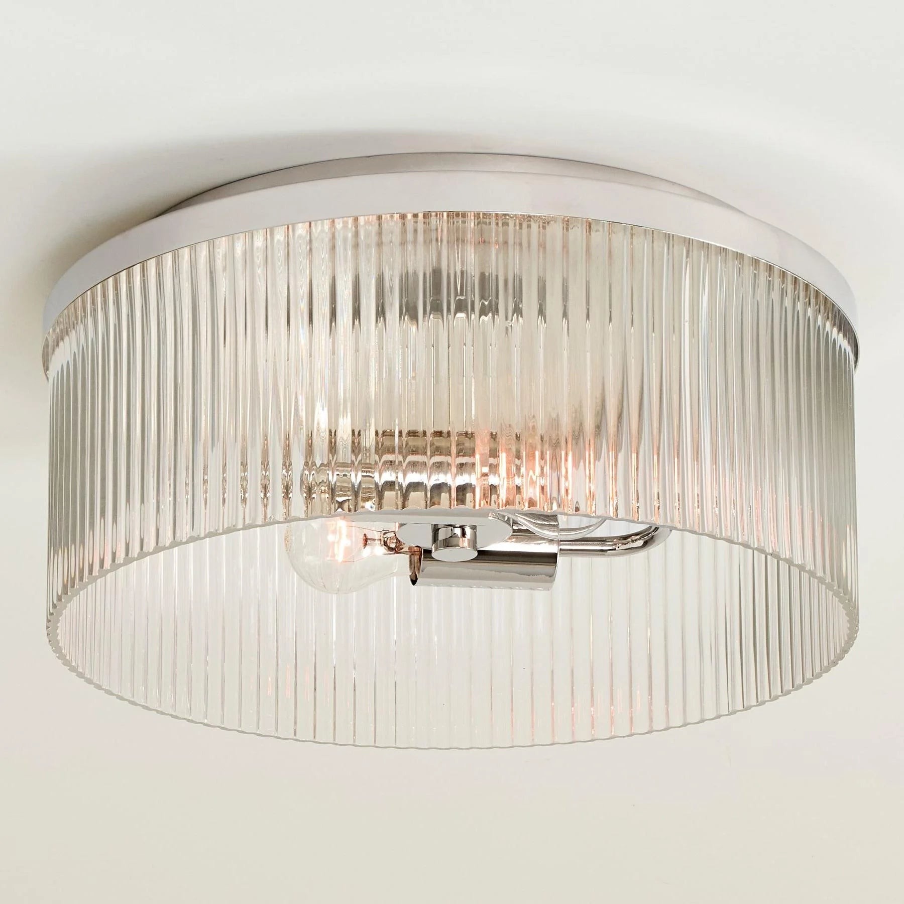 Bravira Copper Ribbed Glass Flush Mount Ceiling Lamp G24