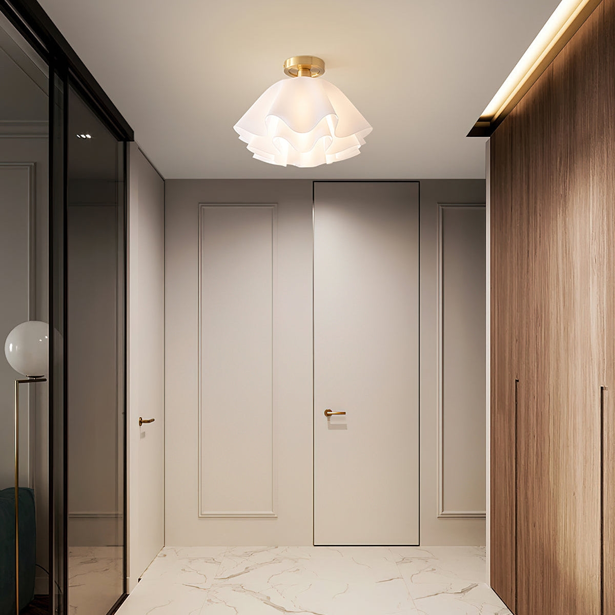 Lustra Pleated Retro Brass Acrylic Ceiling Light D959
