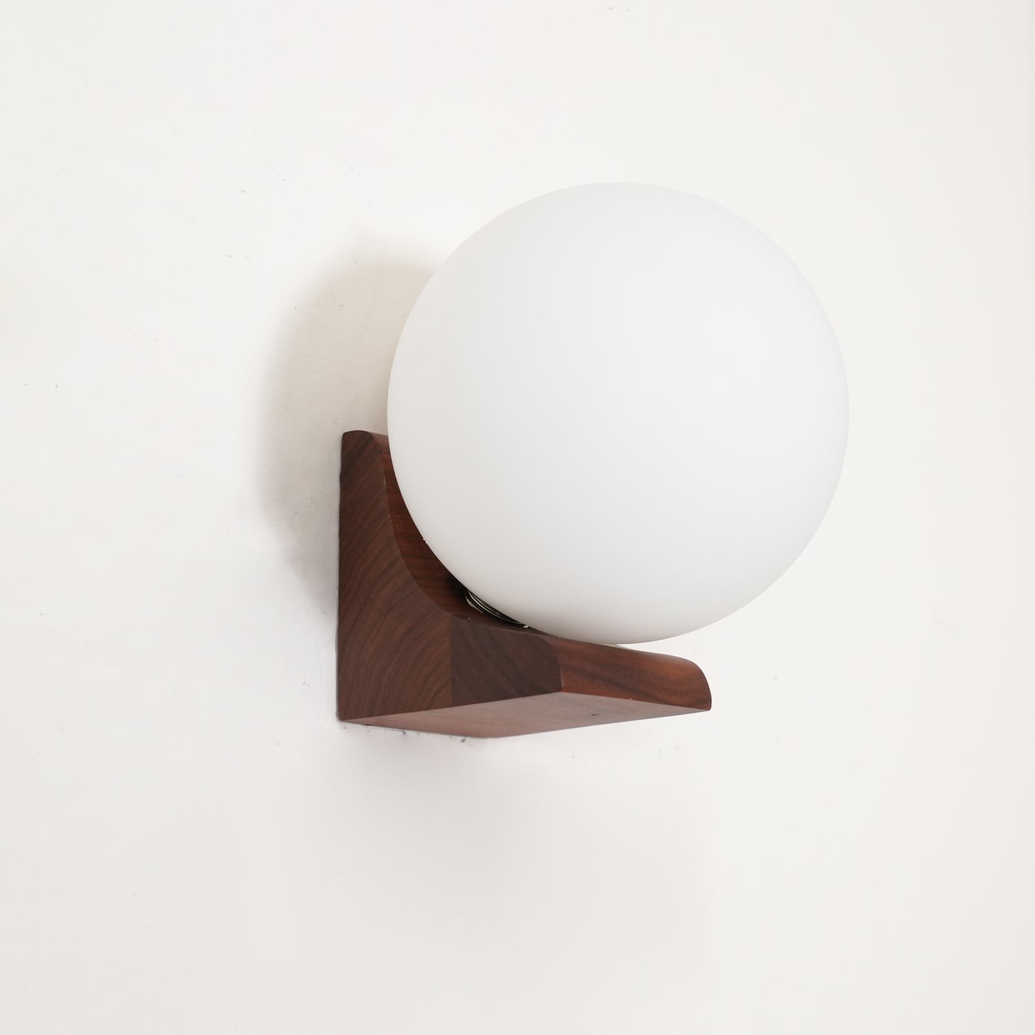 Minimalist Wooden Geometric Bracket Glass Globe Wall Lamp M477