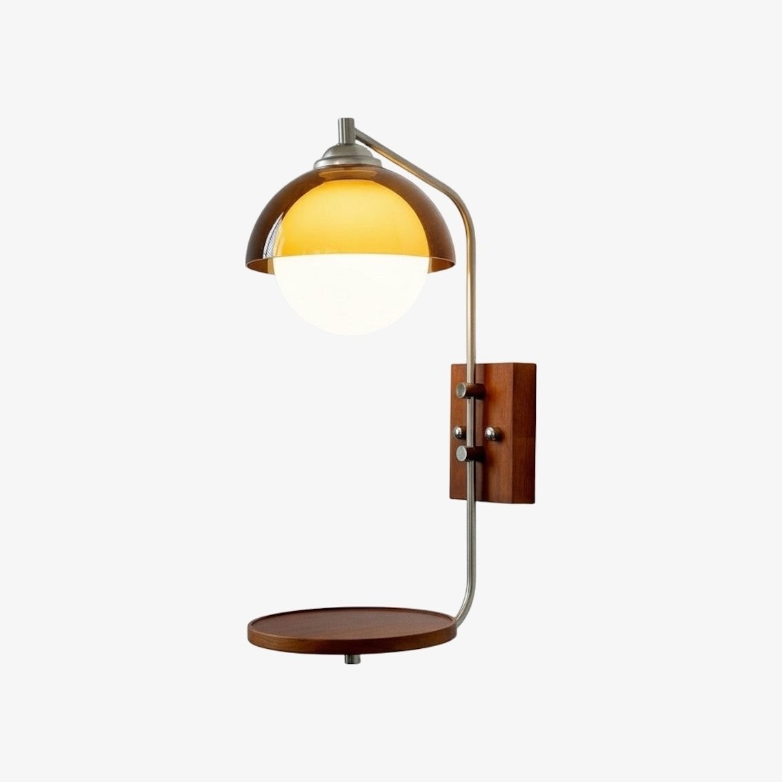 Afterglow Modern Sunset Wall Lamp - Dual Glass Shade Design with Wood-Texture Base T588