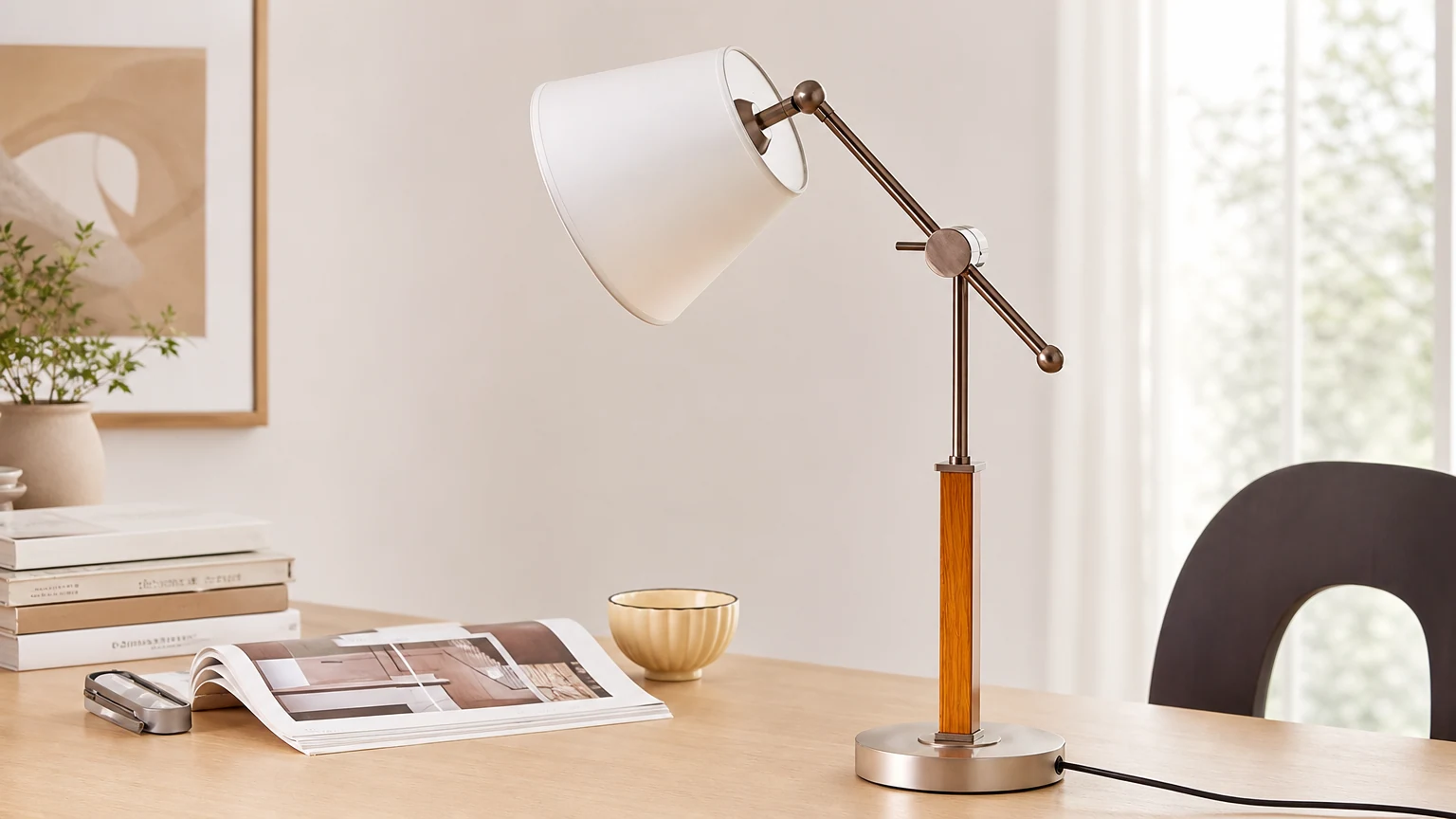 Lampa Stołowa Tavian D349 w ciepłej oprawie wnętrza