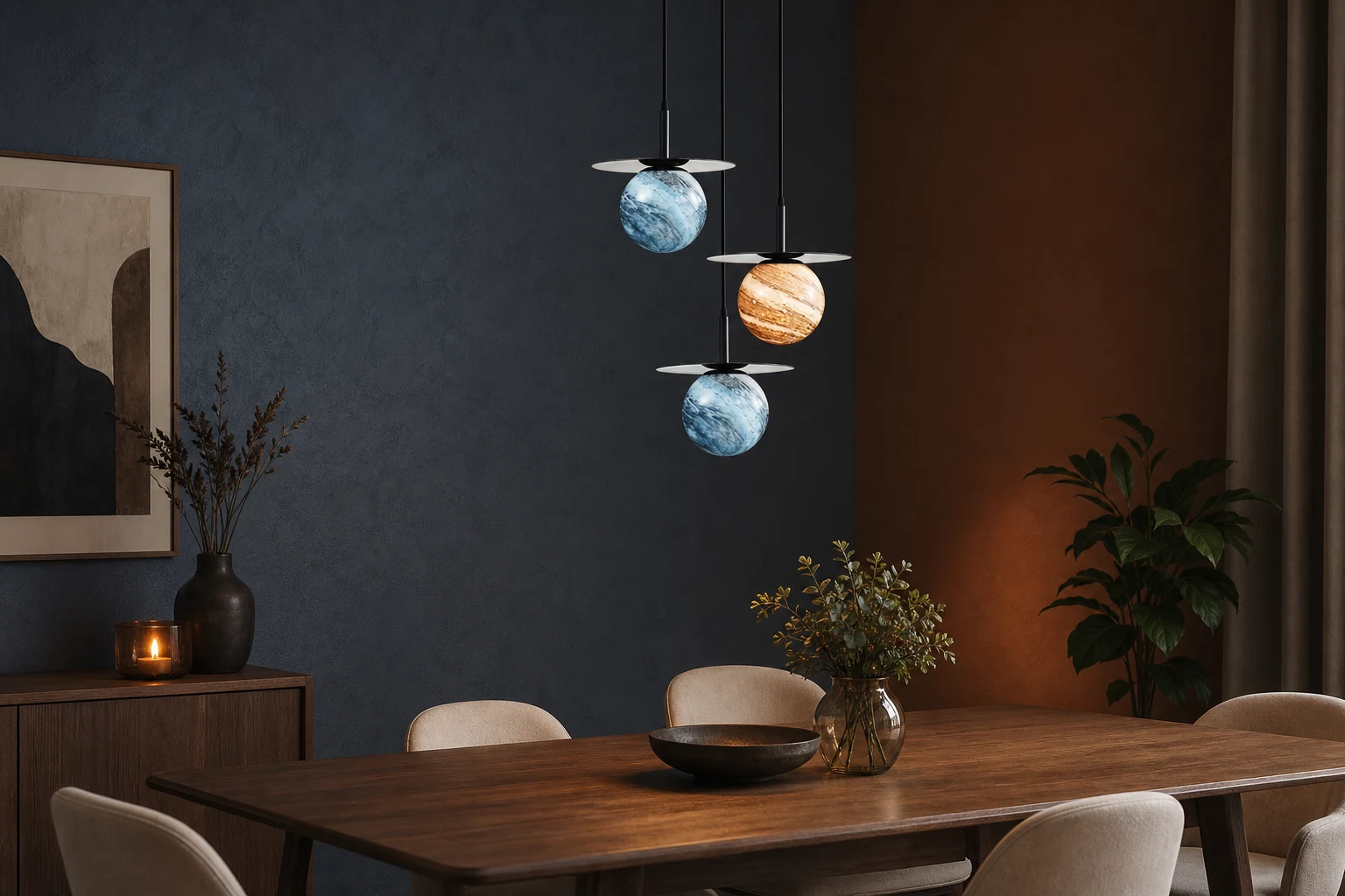 Scena stylu życia lampy wiszącej Planet