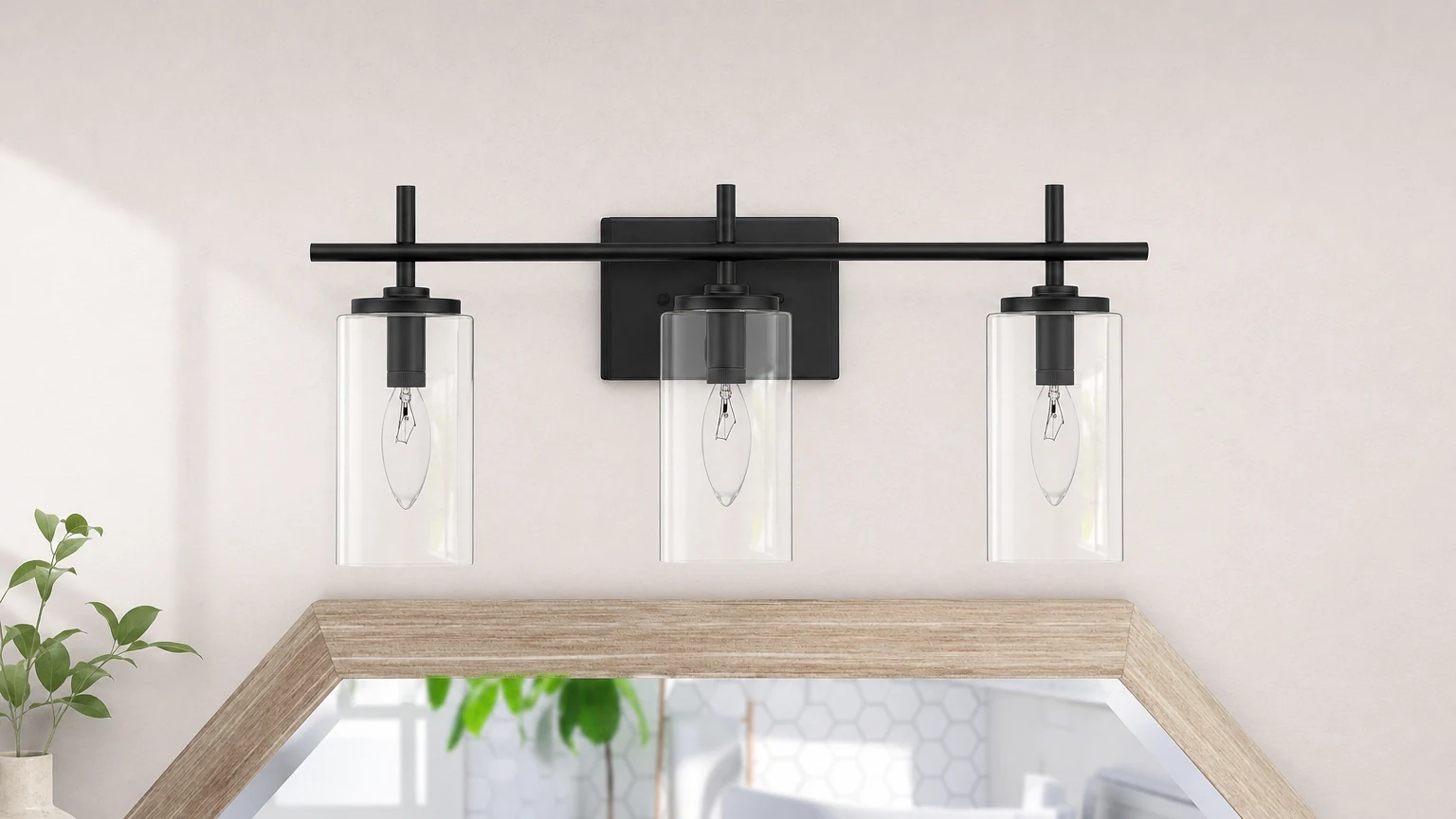 Nowoczesny kinkiet Vanity do łazienki S99 zainstalowany nad lustrem w łazience