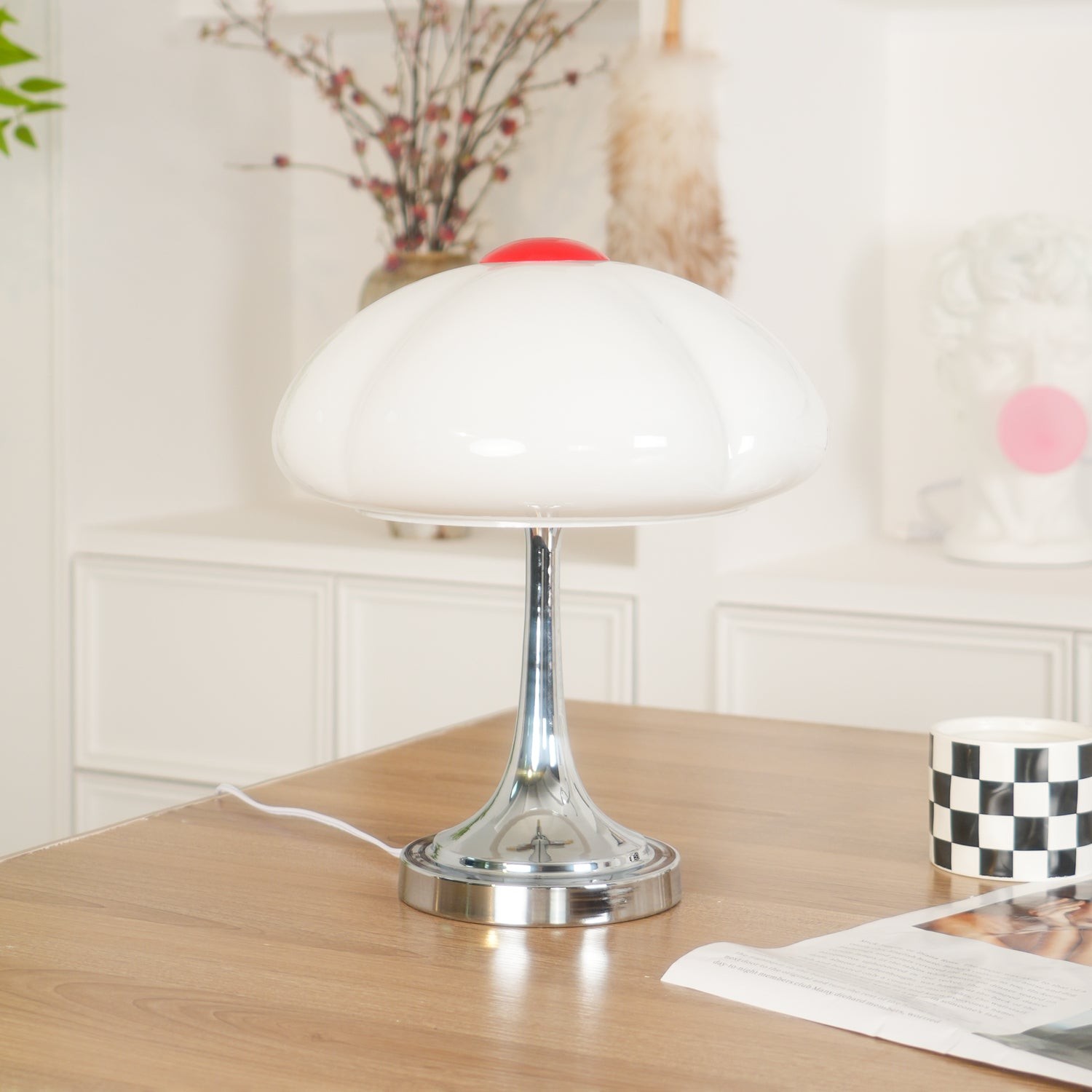 Cream Style Glass Mushroom Table Lamp M321