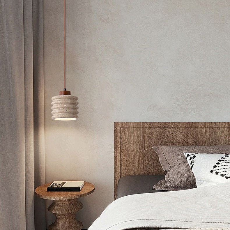 Traditional Retro Cylindrical Solid Wood Pendant Lamp M106