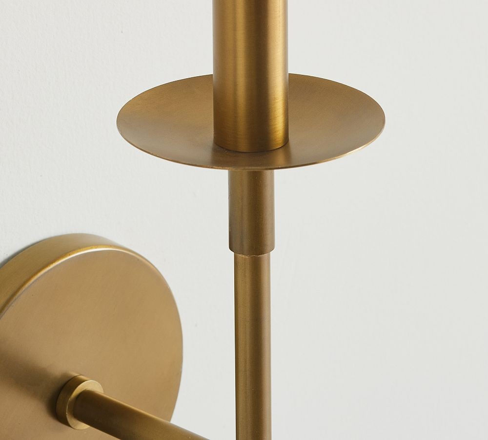 Rowan Bronze or Brass Wall Sconce - Iron Light with White Linen Shade for Home T053