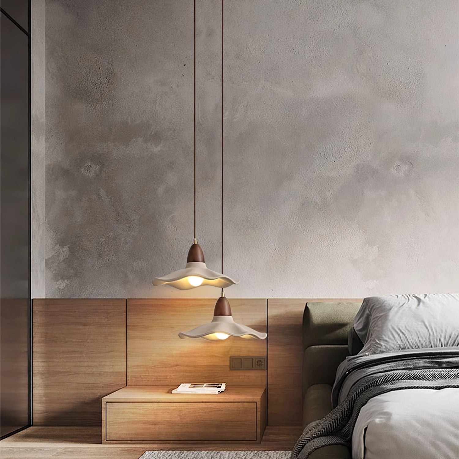 Japanese Wabi-Sabi Style Cement Wave Pendant Lamp M80
