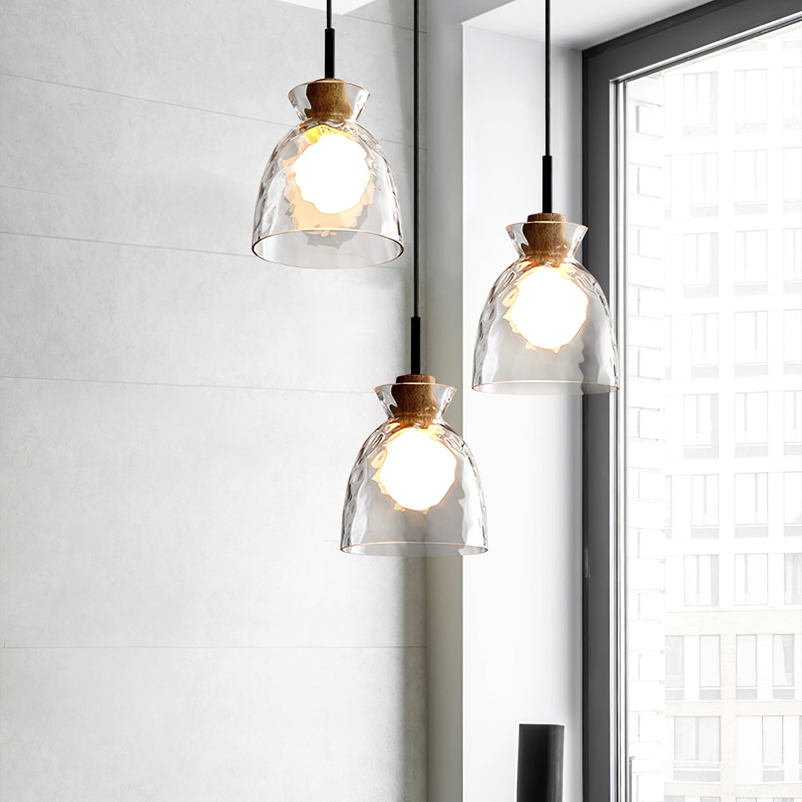 Modern Water Ripple Transparent Glass Pendant Lamp M116