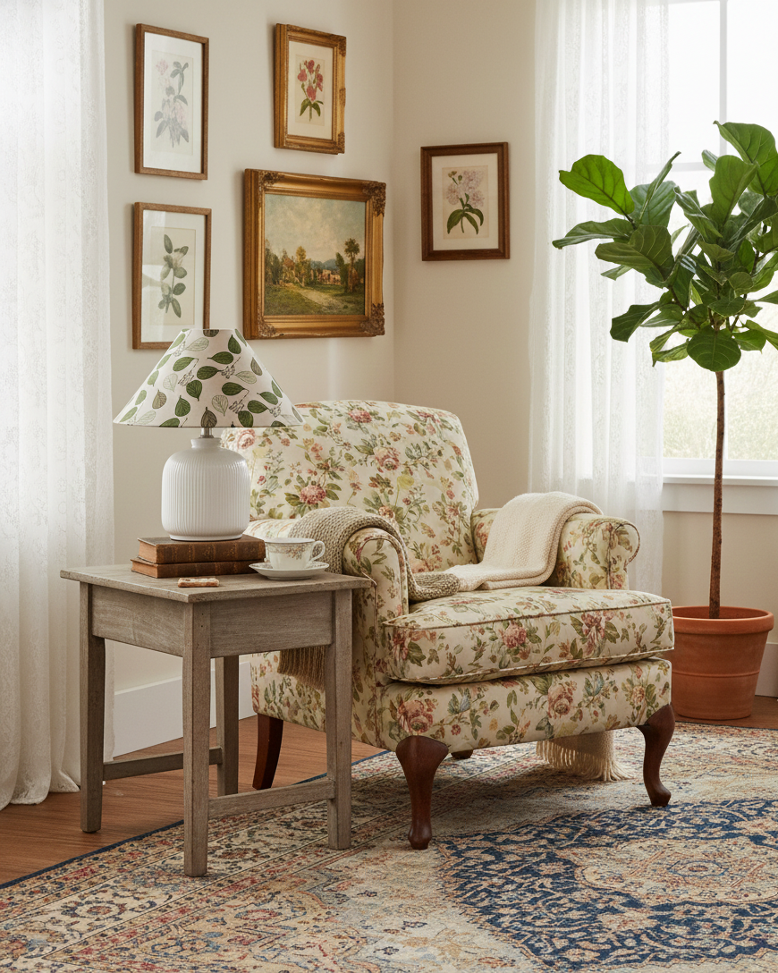 Evergreen Floral Table Lamp D327