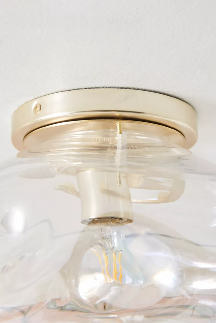 Lightail Flush Mount Ceiling Light - Iridescent Glass with Brass Base T132