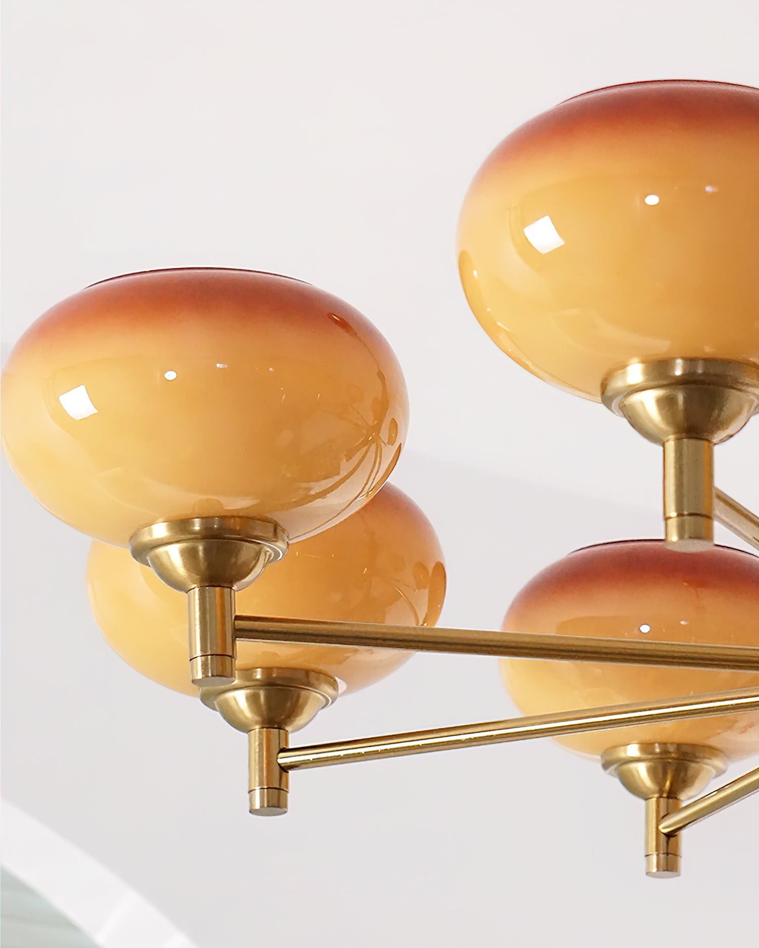 Vintage Mid Century Persimmon Glass Chandelier M306