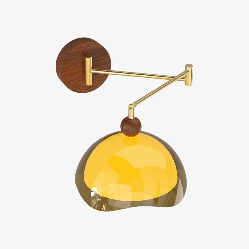 Afterglow Modern Sunset Wall Lamp - Dual Glass Shade Design with Wood-Texture Base T588