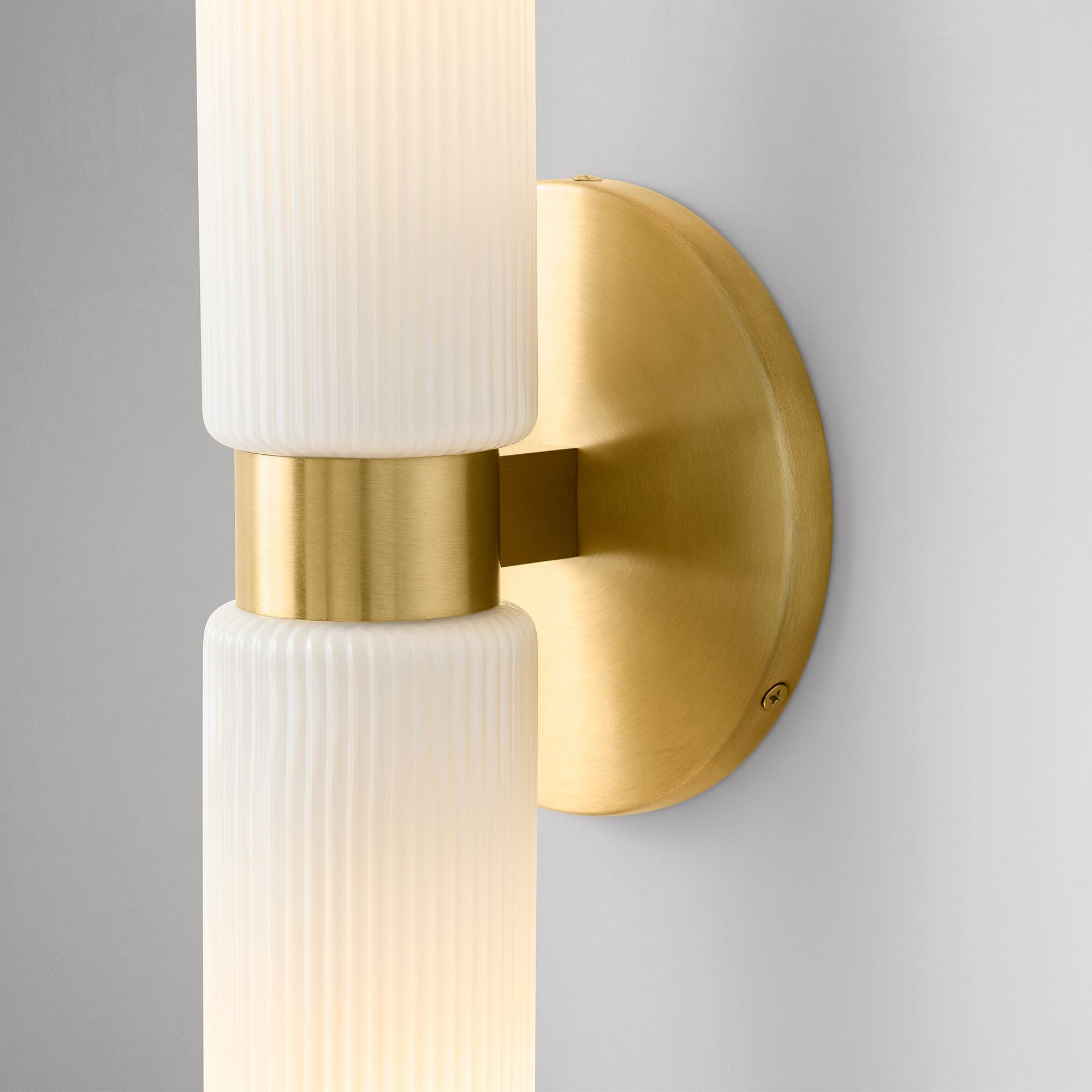 Rivora Modern Fluted Glass Wall Light - Double Short Indoor Outdoor Sconce T168