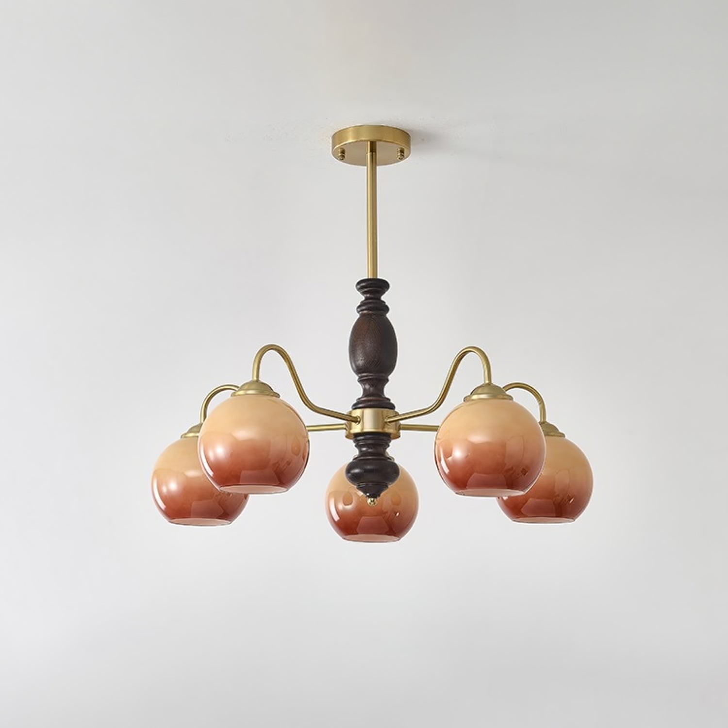 French Medieval Style Caramel Orb Chandelier M82