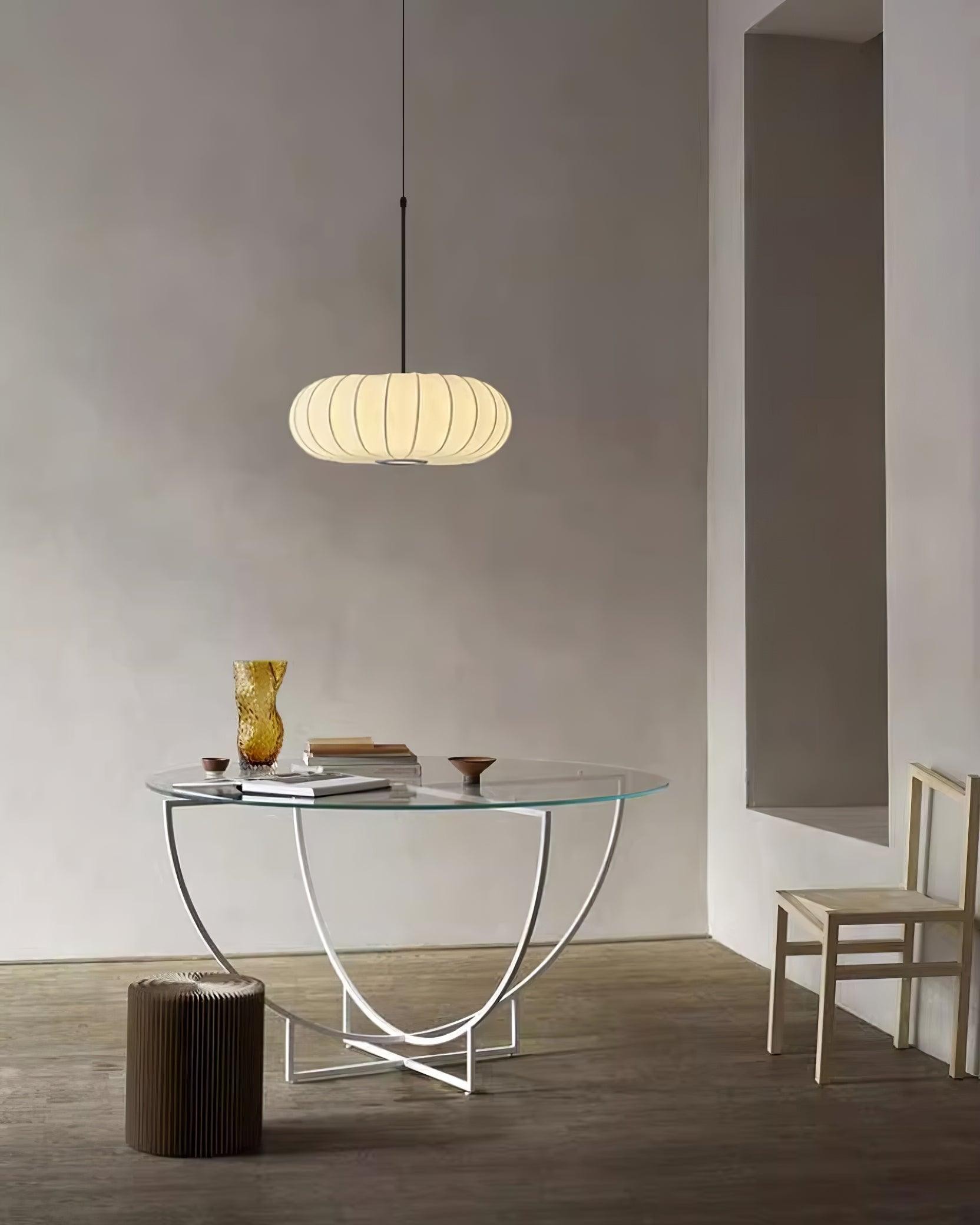 Simple Wabi-sabi White Lantern Fabric Pendant Lamp M105